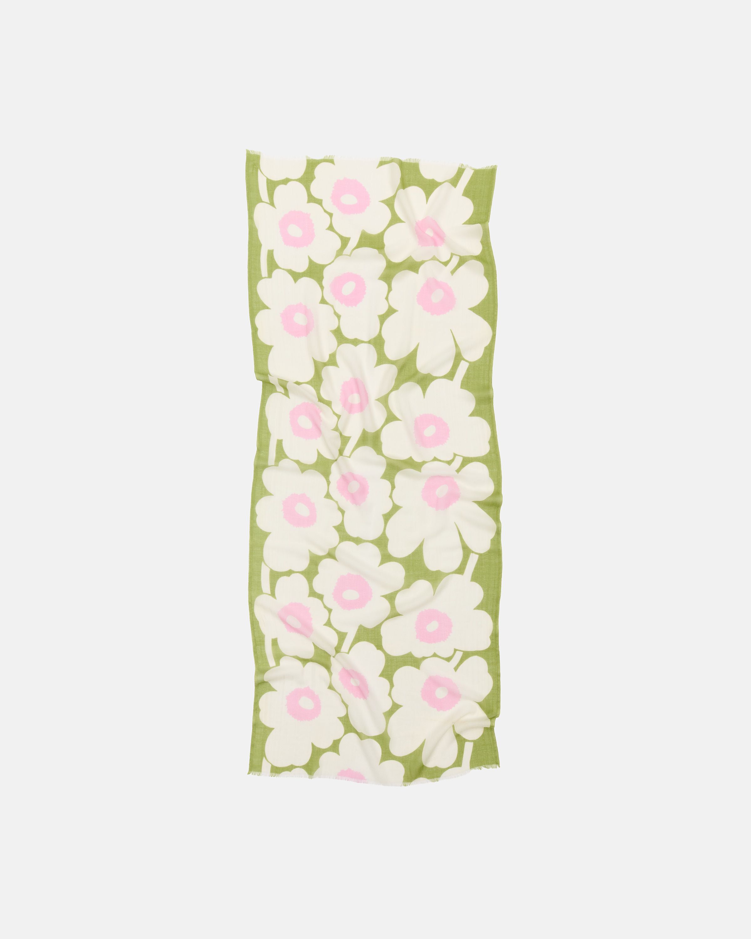 Fiore Unikko Scarf off white, green, light pink | Marimekko