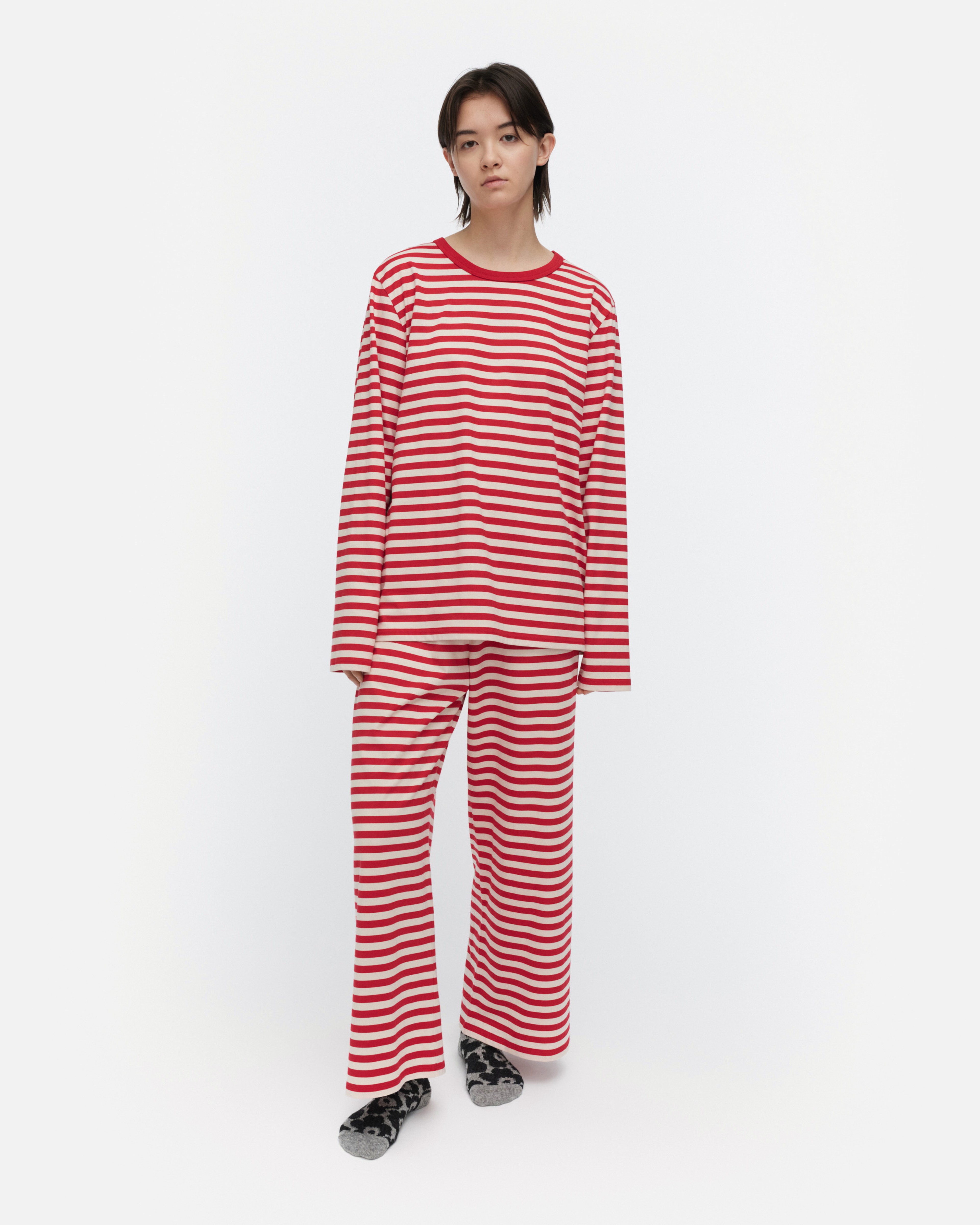 Tasaraita Unisex, Jersey-Shirt „Kioski“, Rot, Cremeweiß,