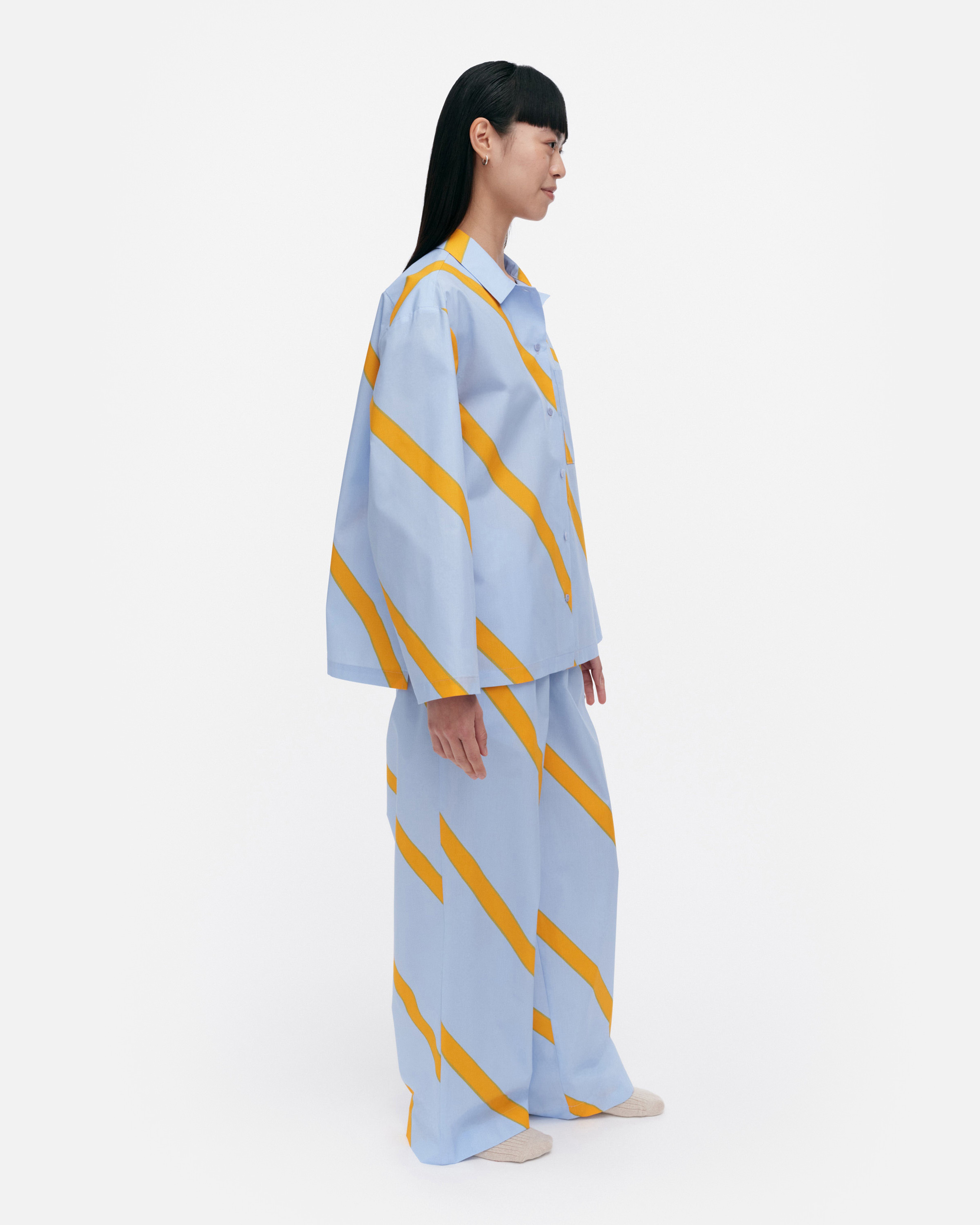 Heili Basso / Laila Gohar for Marimekko, Pyjama shirt, light blue, yellow,