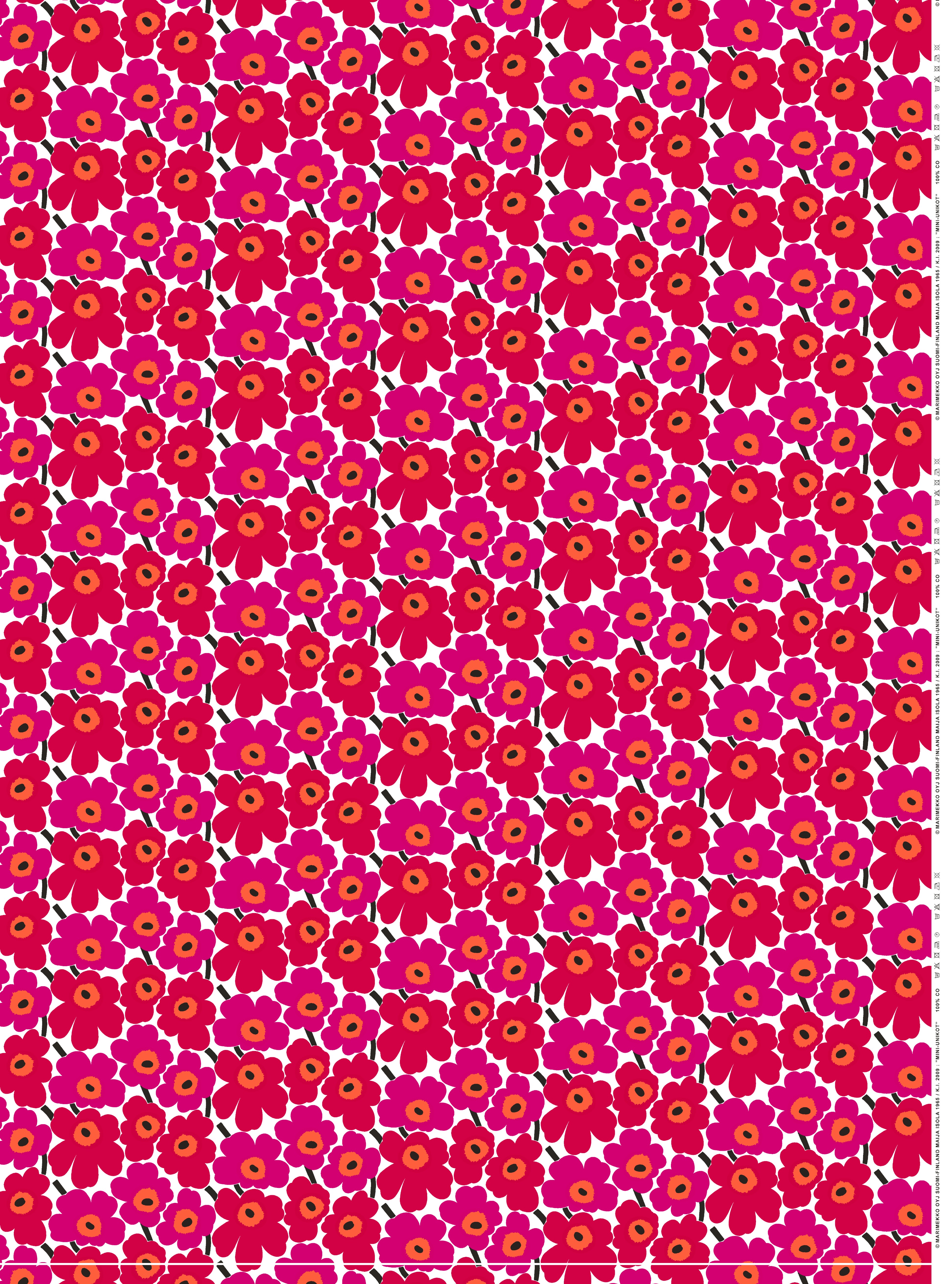 Mini Unikko, Cotton fabric, white,red,