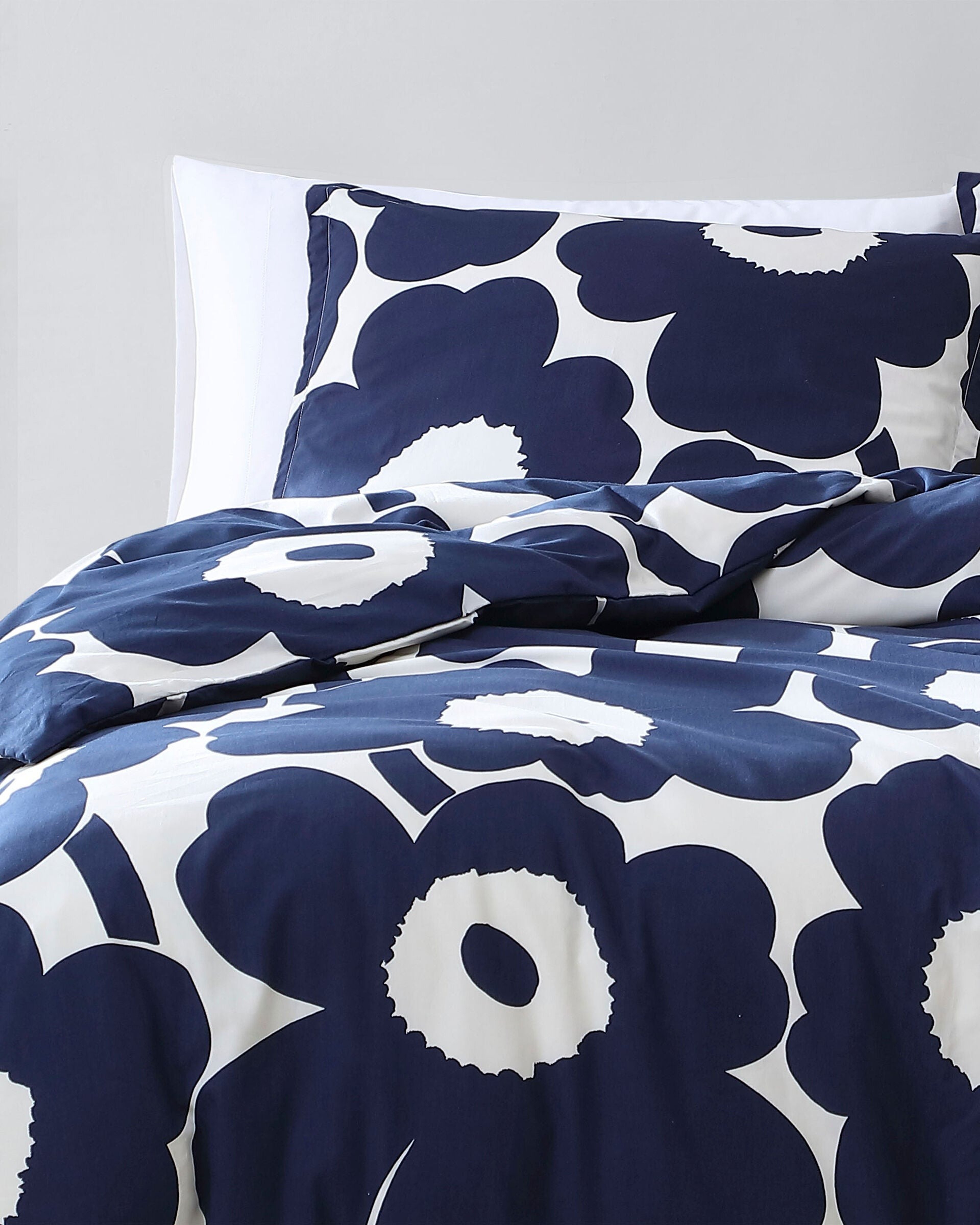 Unikko King, Duvet cover set, white,indigo blue,