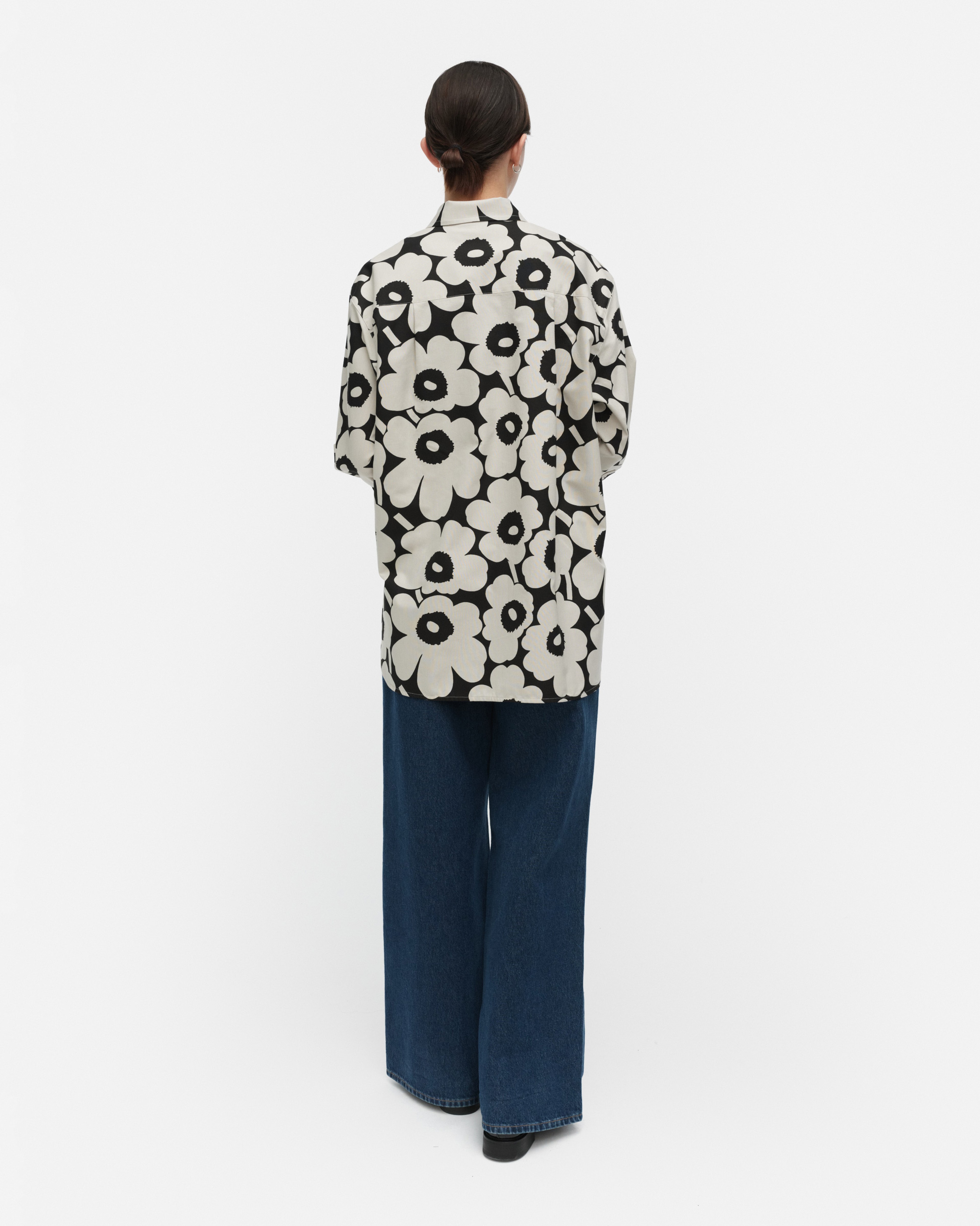 Ruoste Unikko, Cotton shirt, light grey, black,