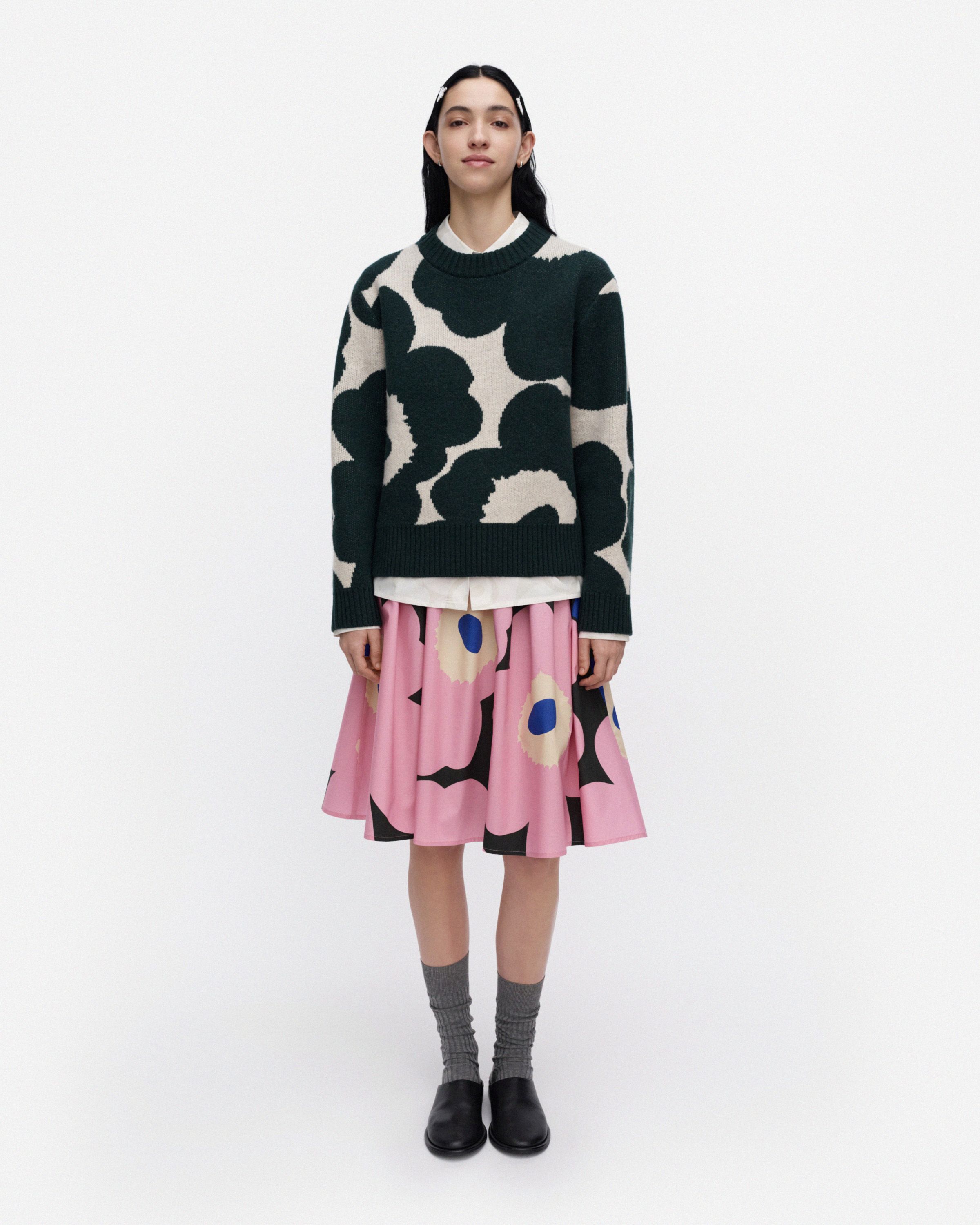 RWS Virtaus Unikko Knitted pullover dark green, off white | Marimekko