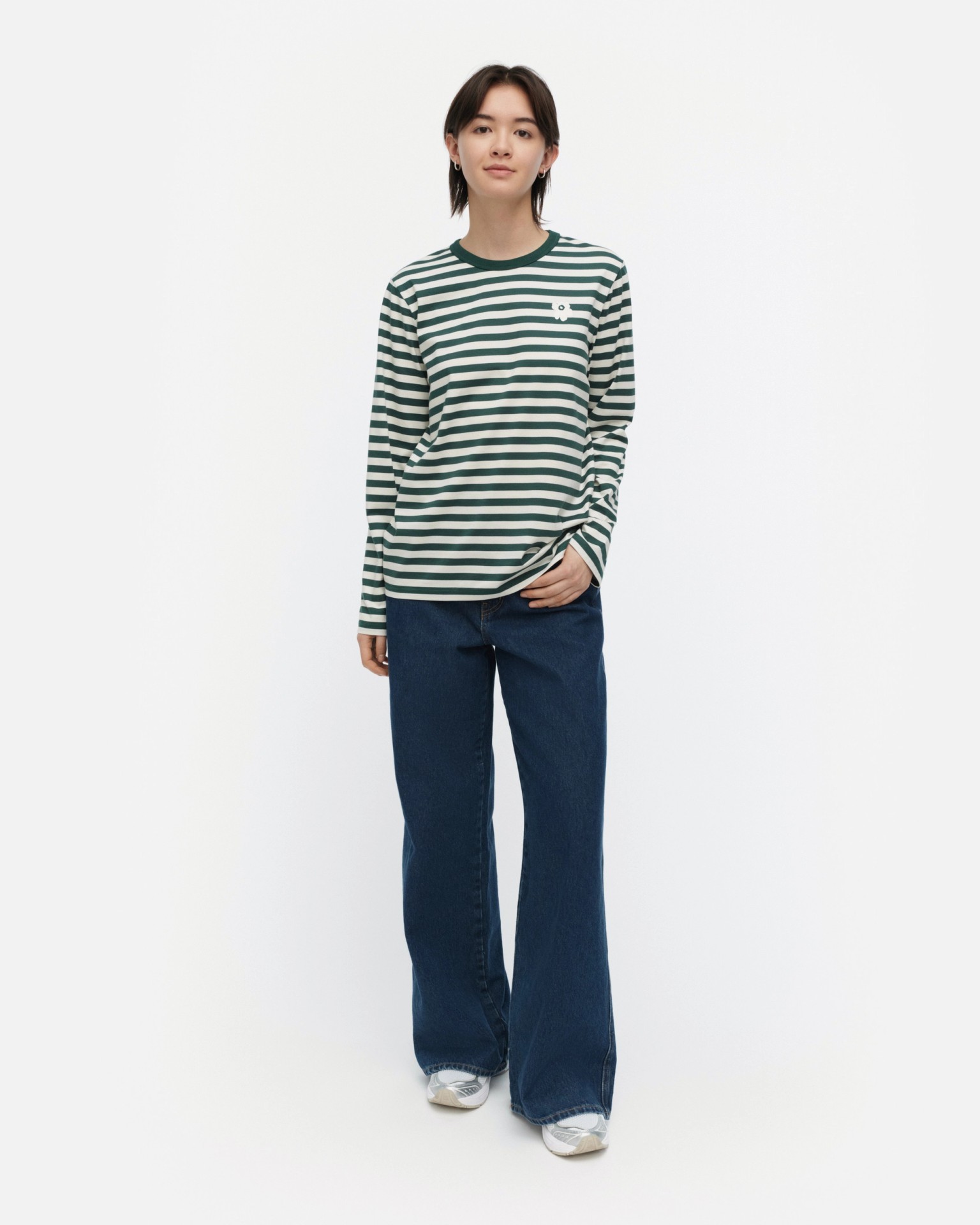 Tasaraita Unikko, Kioski jersey shirt, dark green, off white,