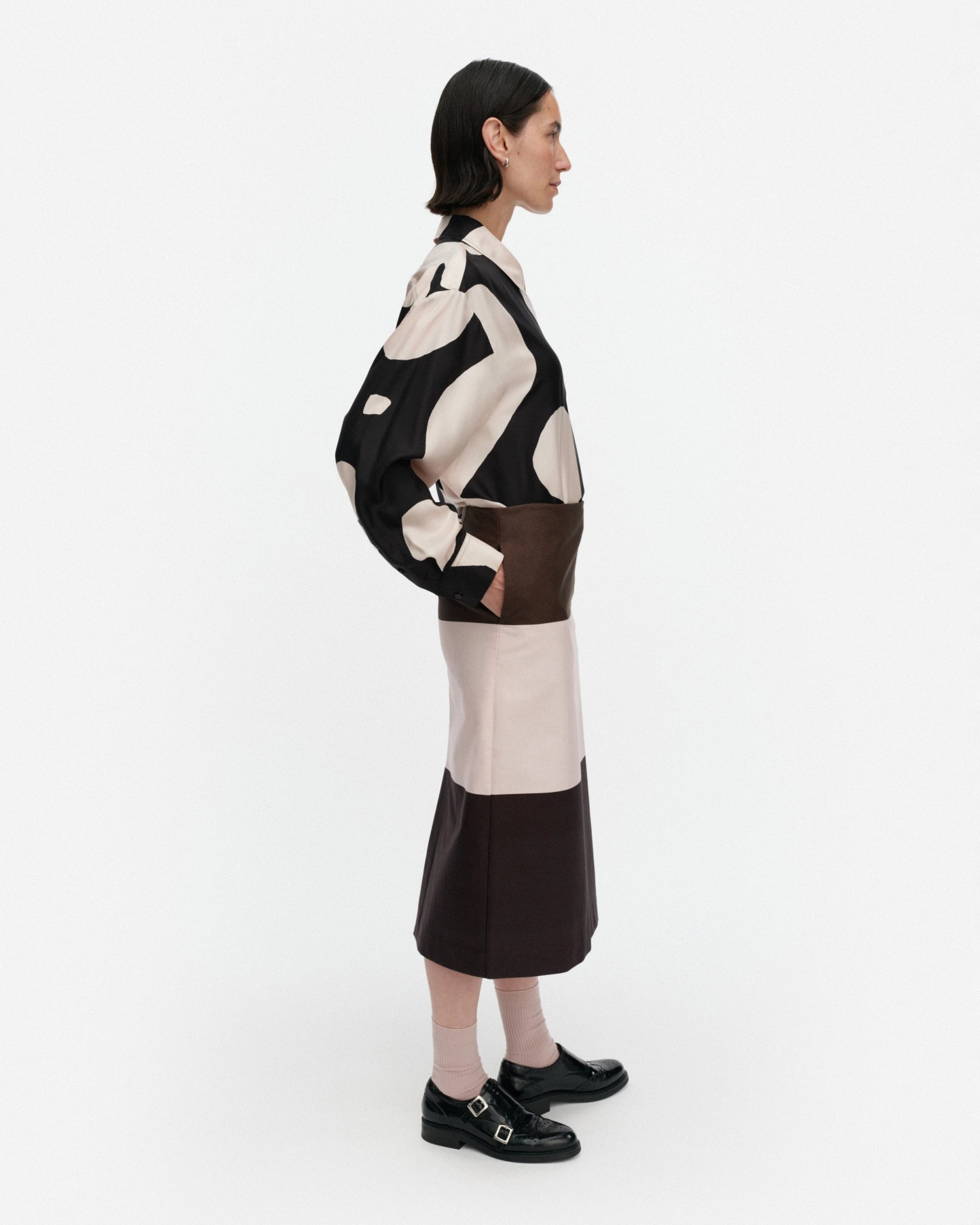 Simpsakka Hennika, Skirt, dark brown, light pink, brown,