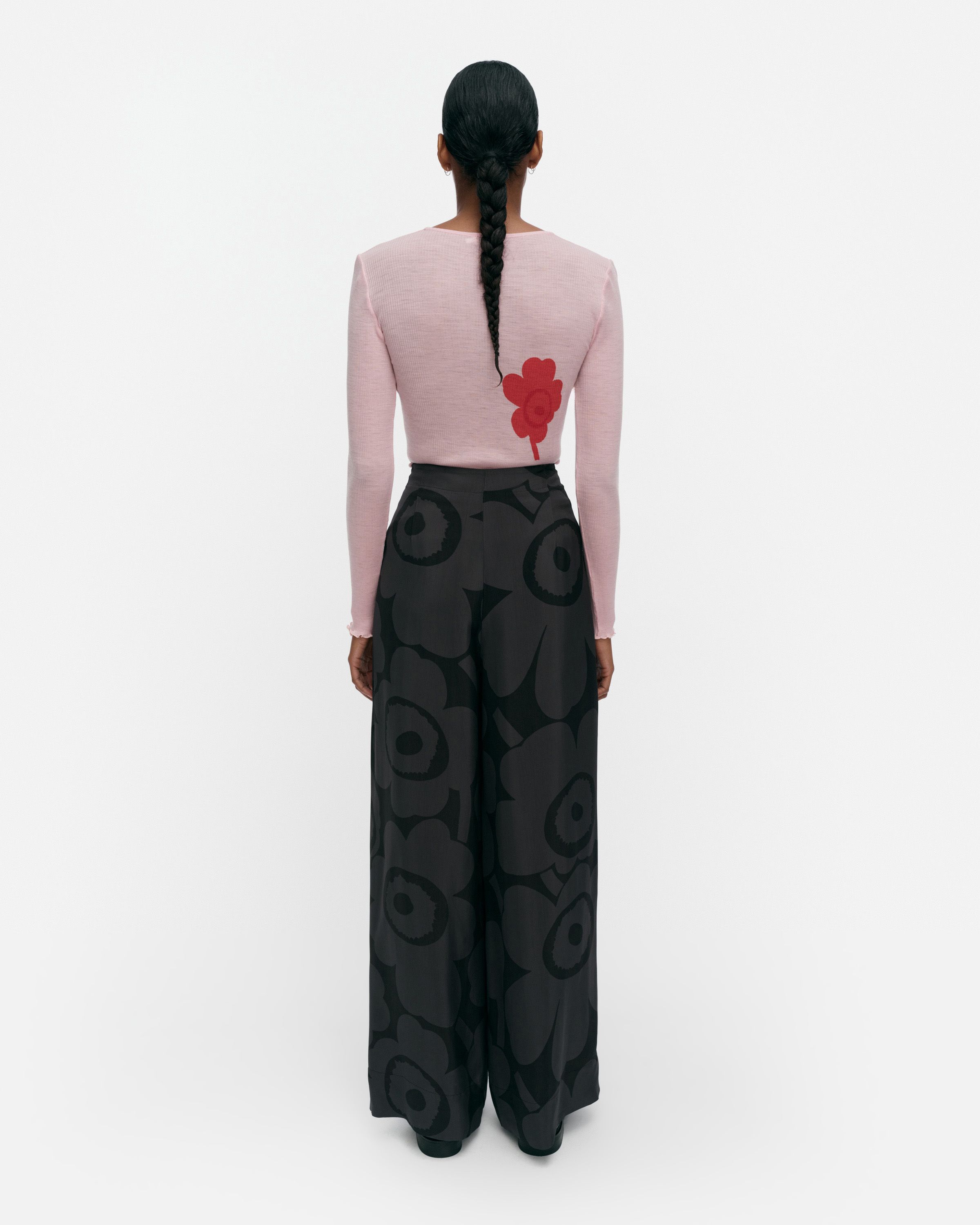 Nähtävyys Unikko Trousers black, dark grey | Marimekko