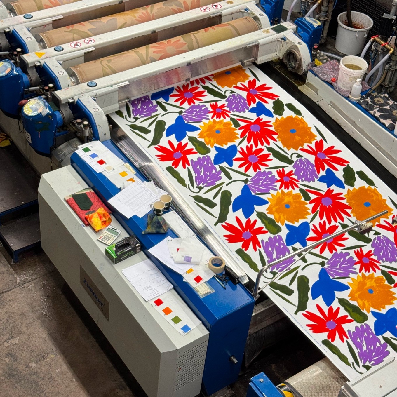 Printing machine prints Purpuri pattern to fabric