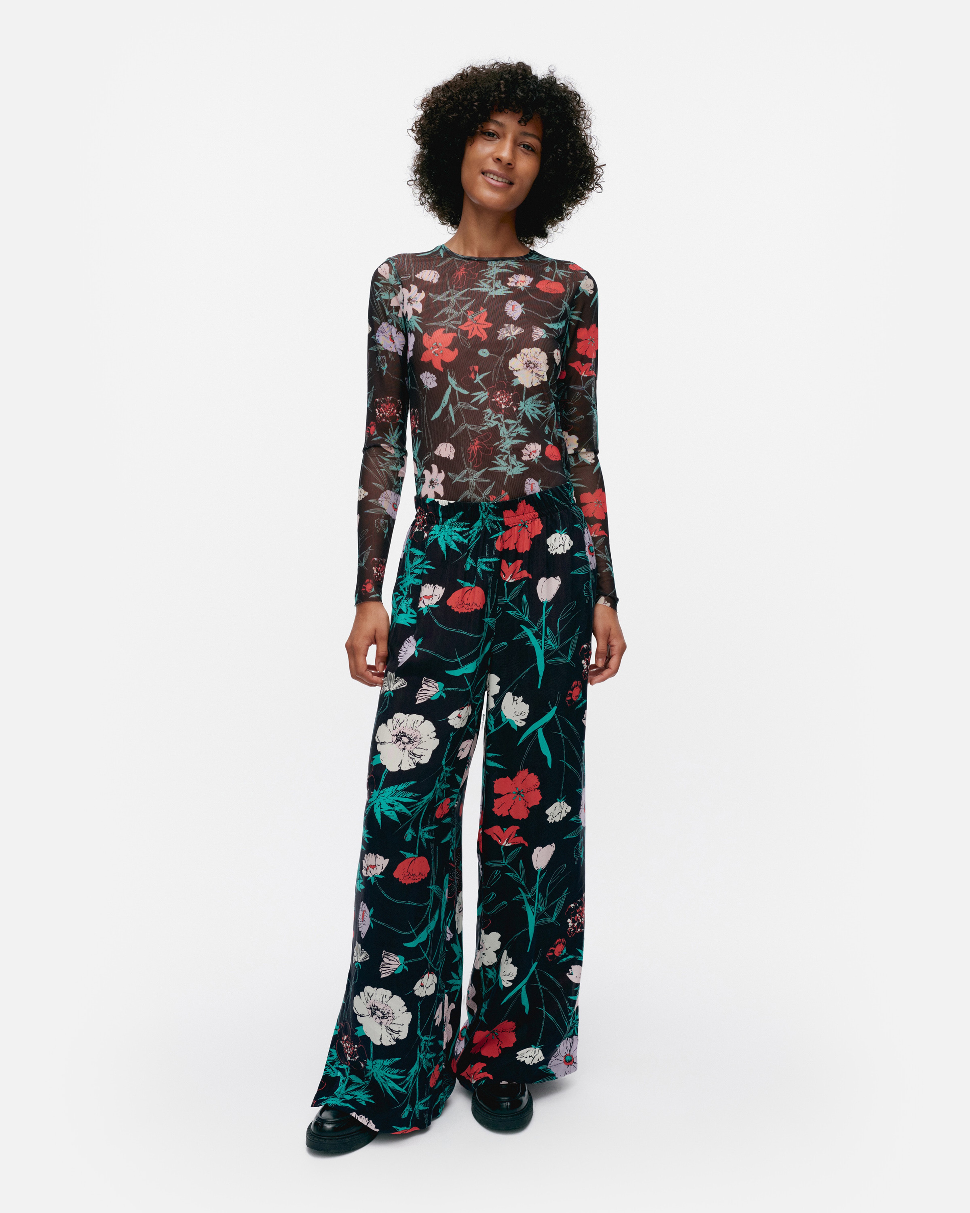 Niitty Perenna, Trousers, black, turquoise, pink,