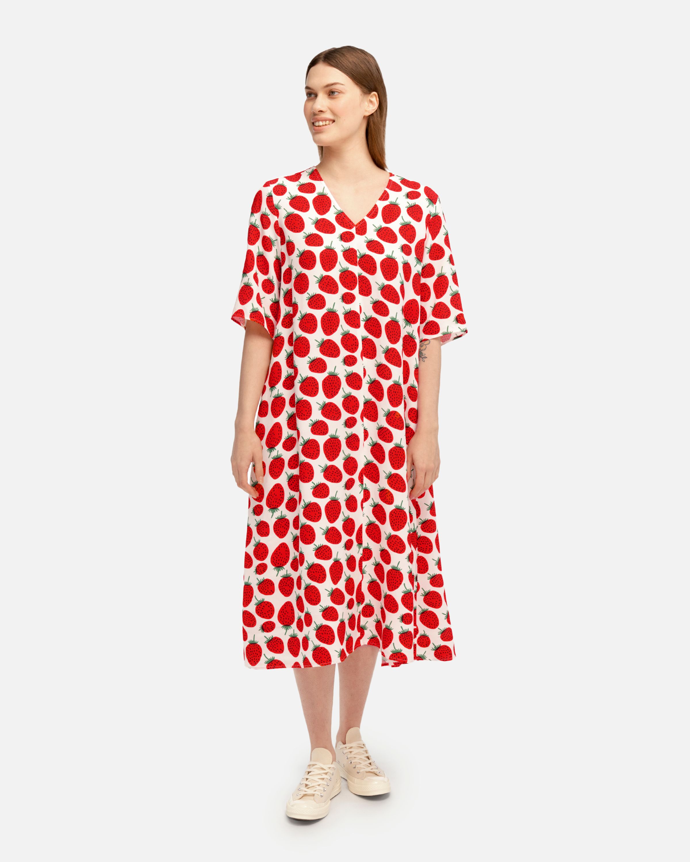 Red and white dress