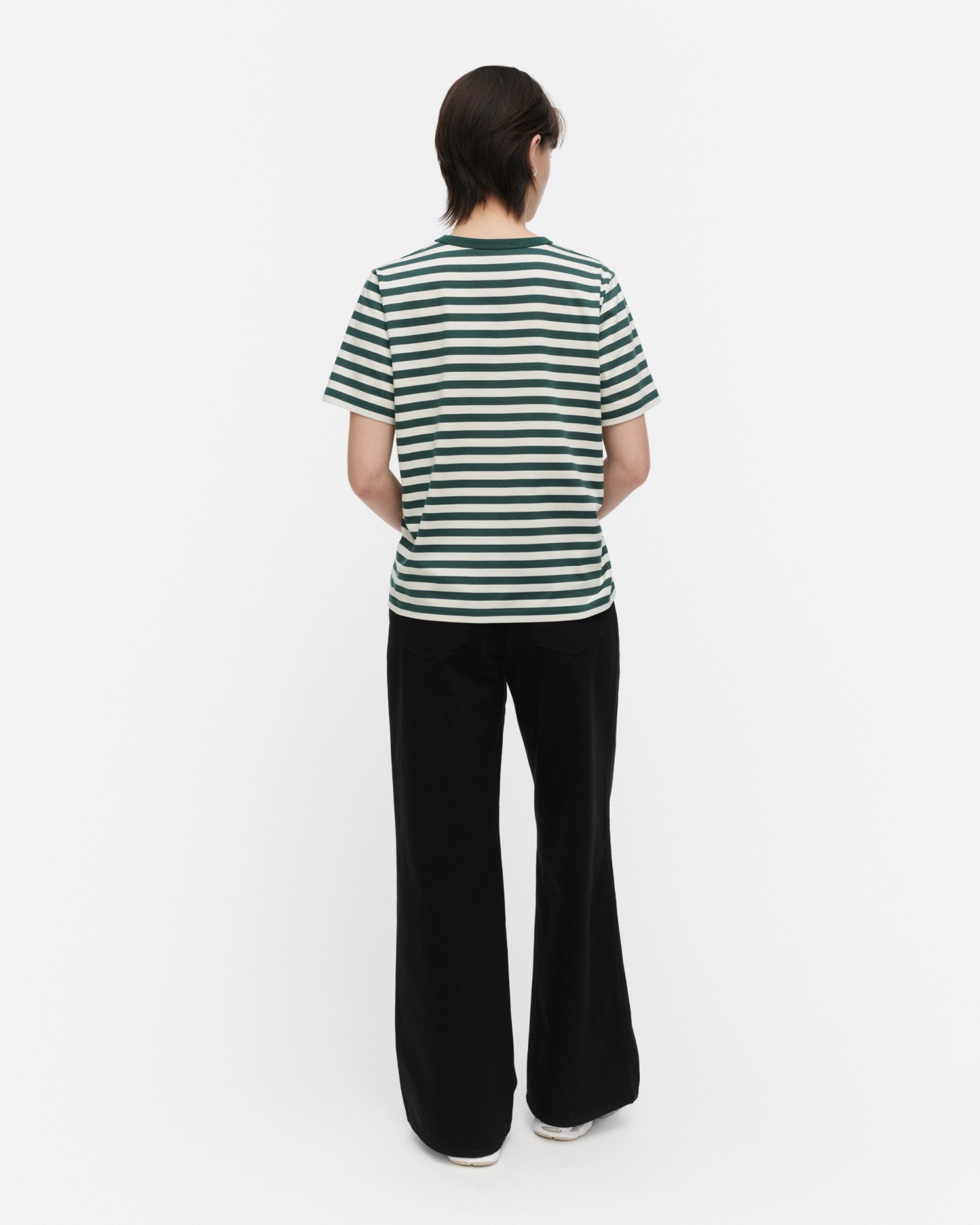 Tasaraita Unikko, Kioski t-shirt, dark green, off white,