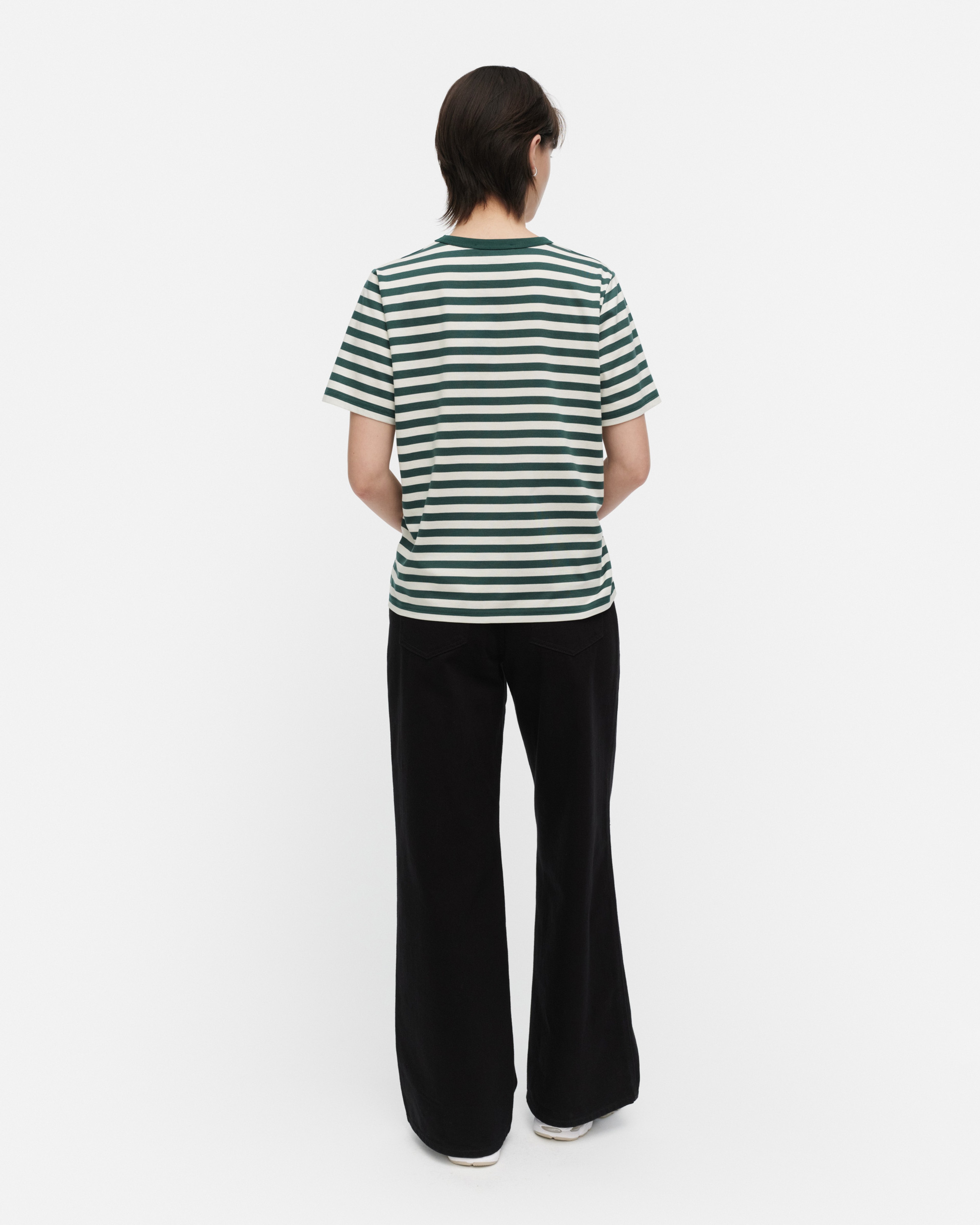 Tasaraita Unikko, Kioski t-shirt, dark green, off white,