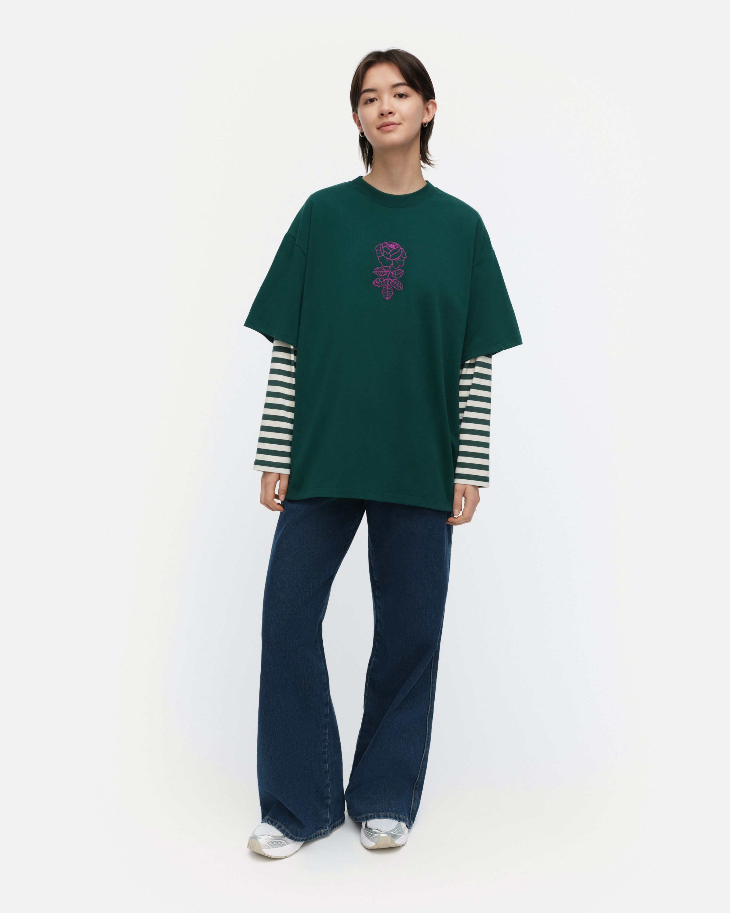 Linjat Vihkiruusu Placement Kioski t-shirt dark green, purple
