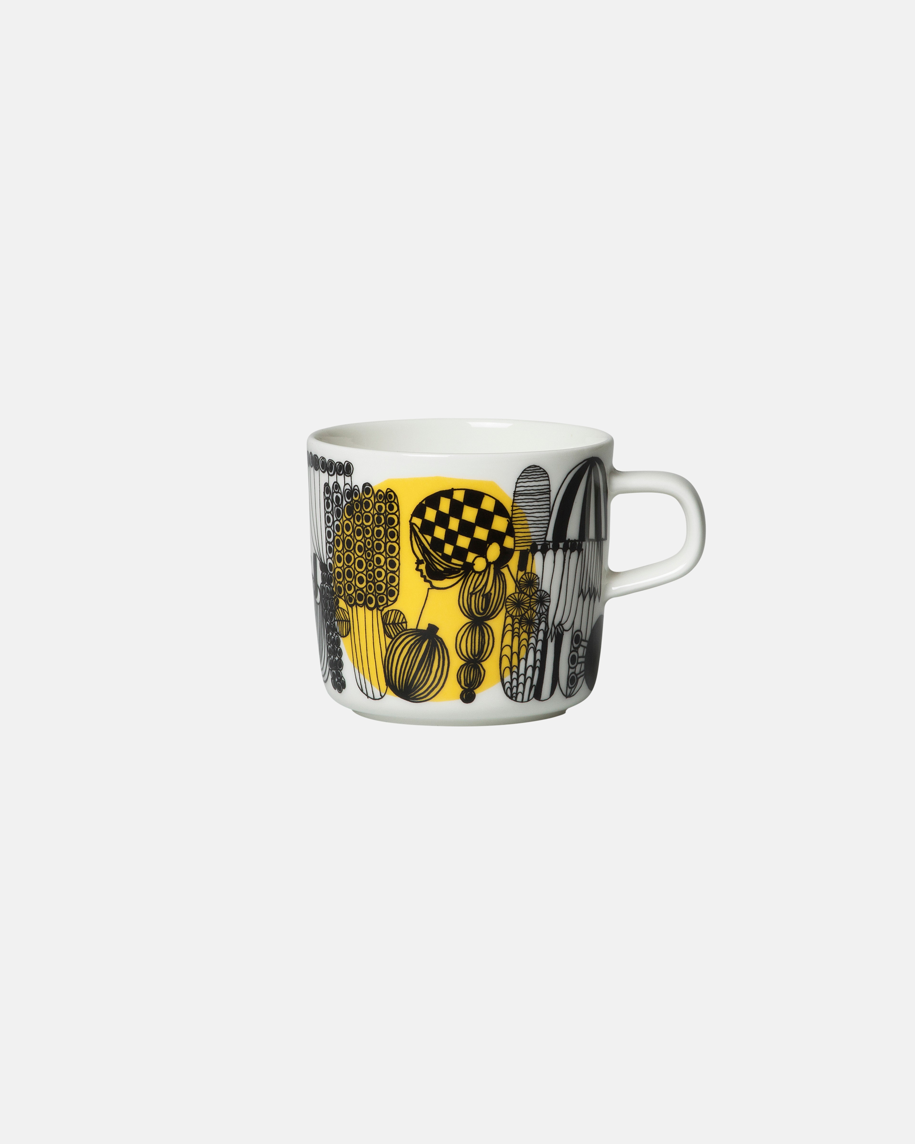 Oiva / Siirtolapuutarha, Coffee cup, white,black,yellow,
