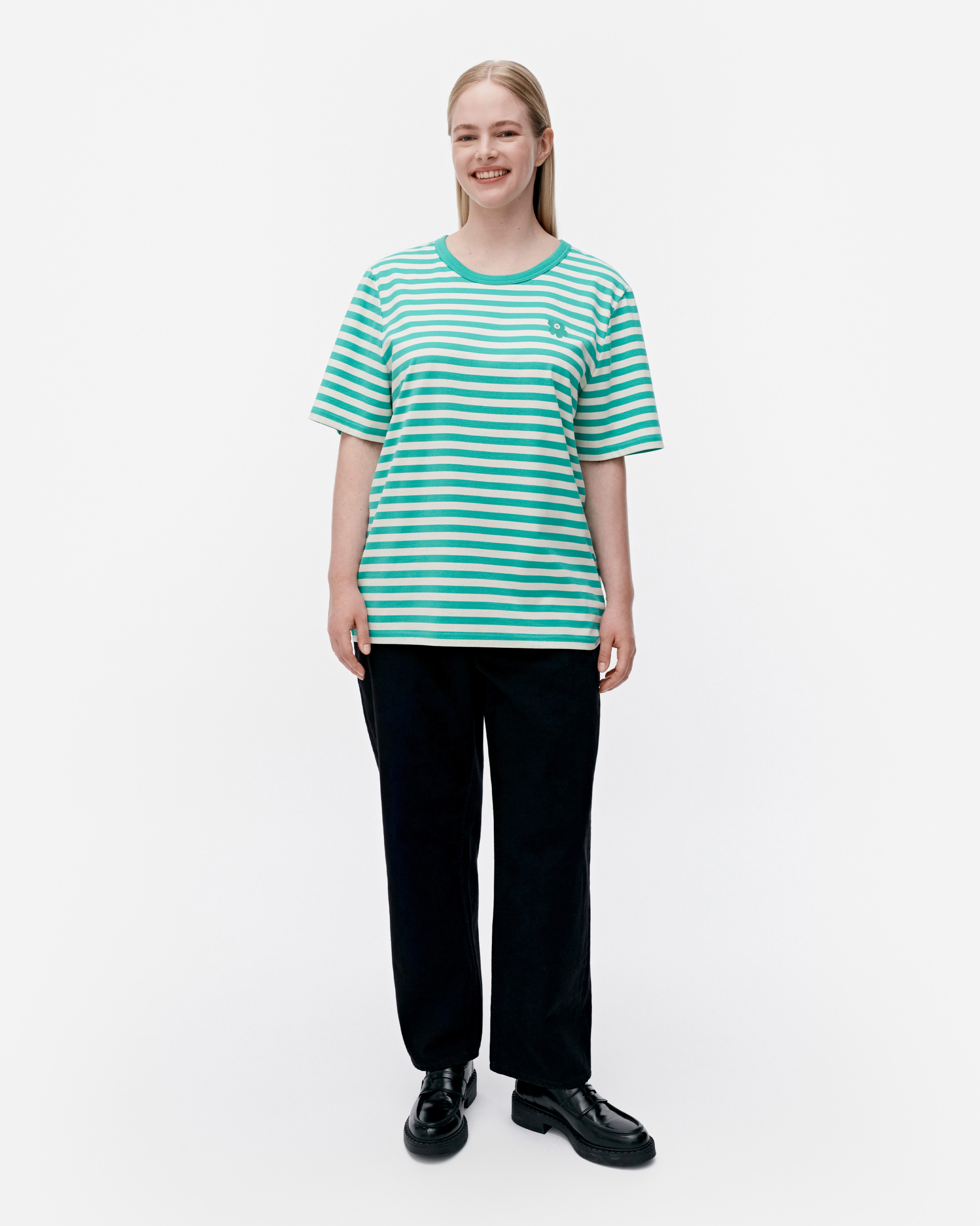 Tasaraita Unisex, T-shirt, mint green, off white,