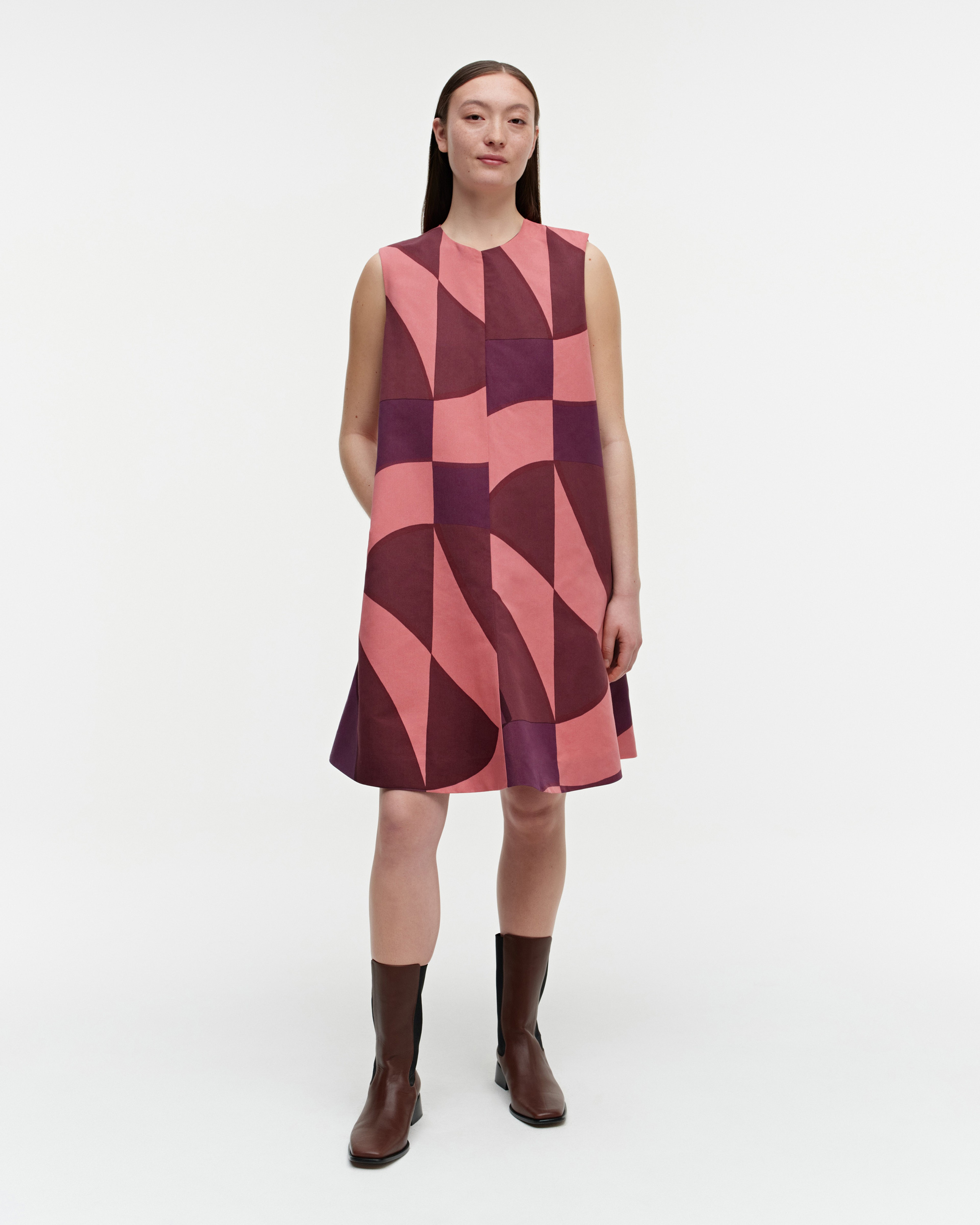 Laineilla Savanni, Cotton-linen dress, dark red, pink,