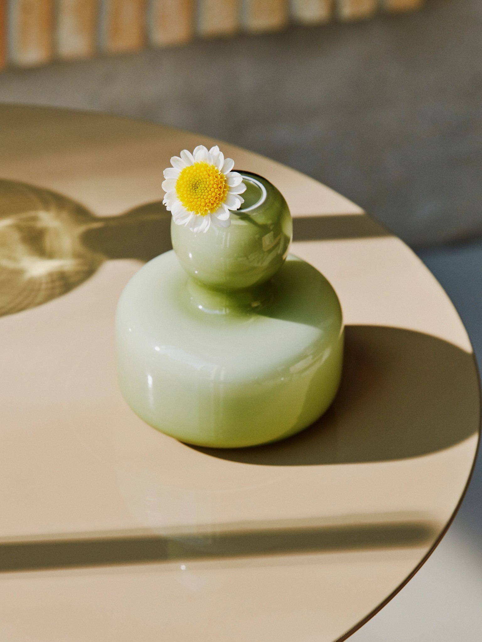 Green flower vase.