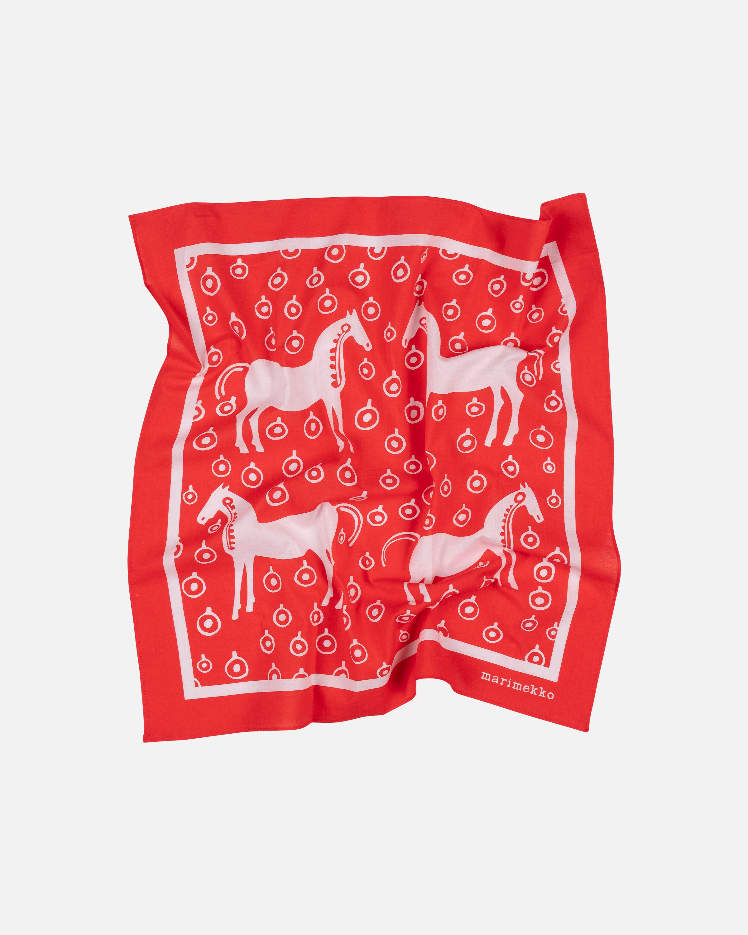 Astrilli Musta Tamma Kioski scarf red, light pink | Marimekko