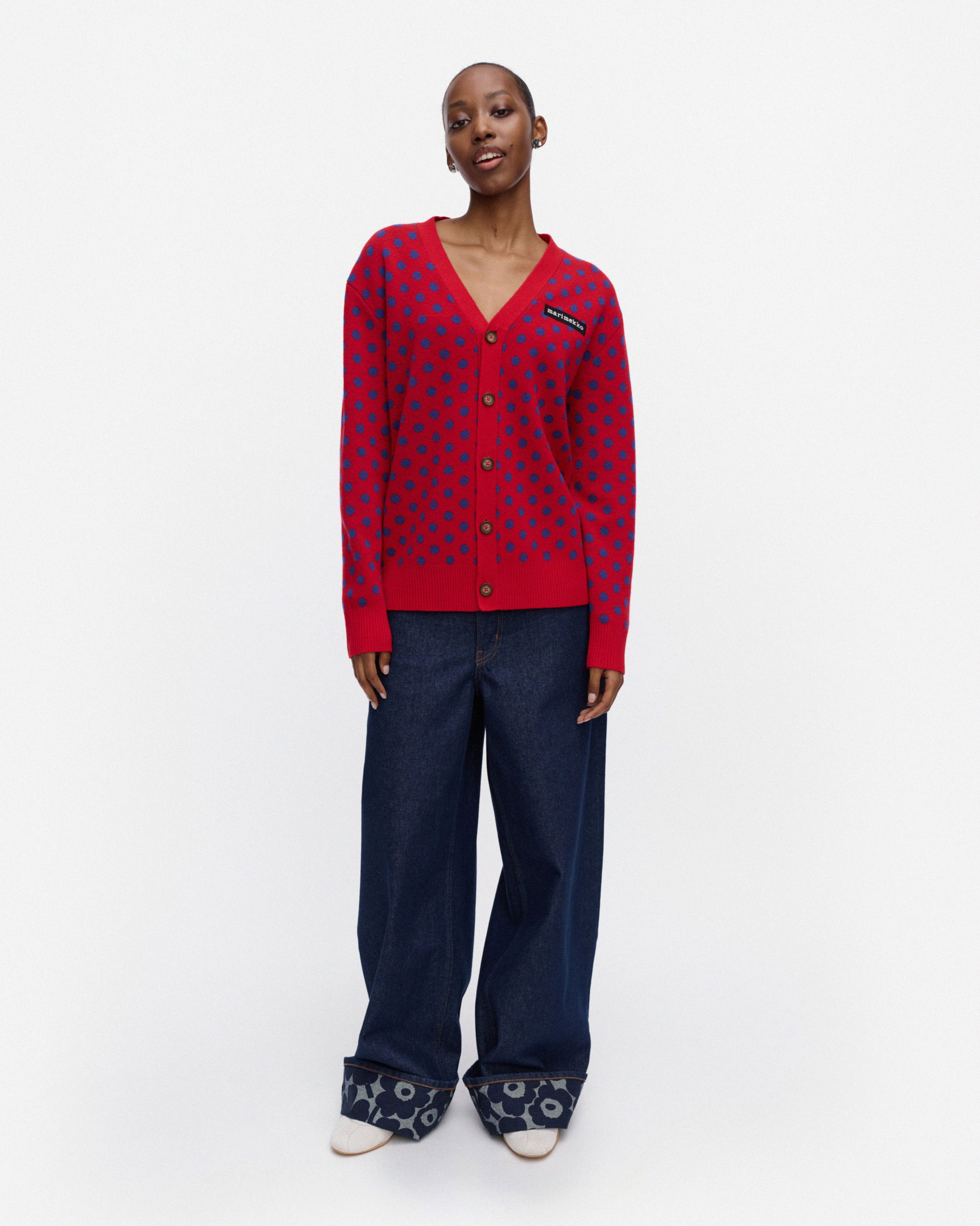 Rws Sif Pallo Kioski knitted cardigan red, blue | Marimekko