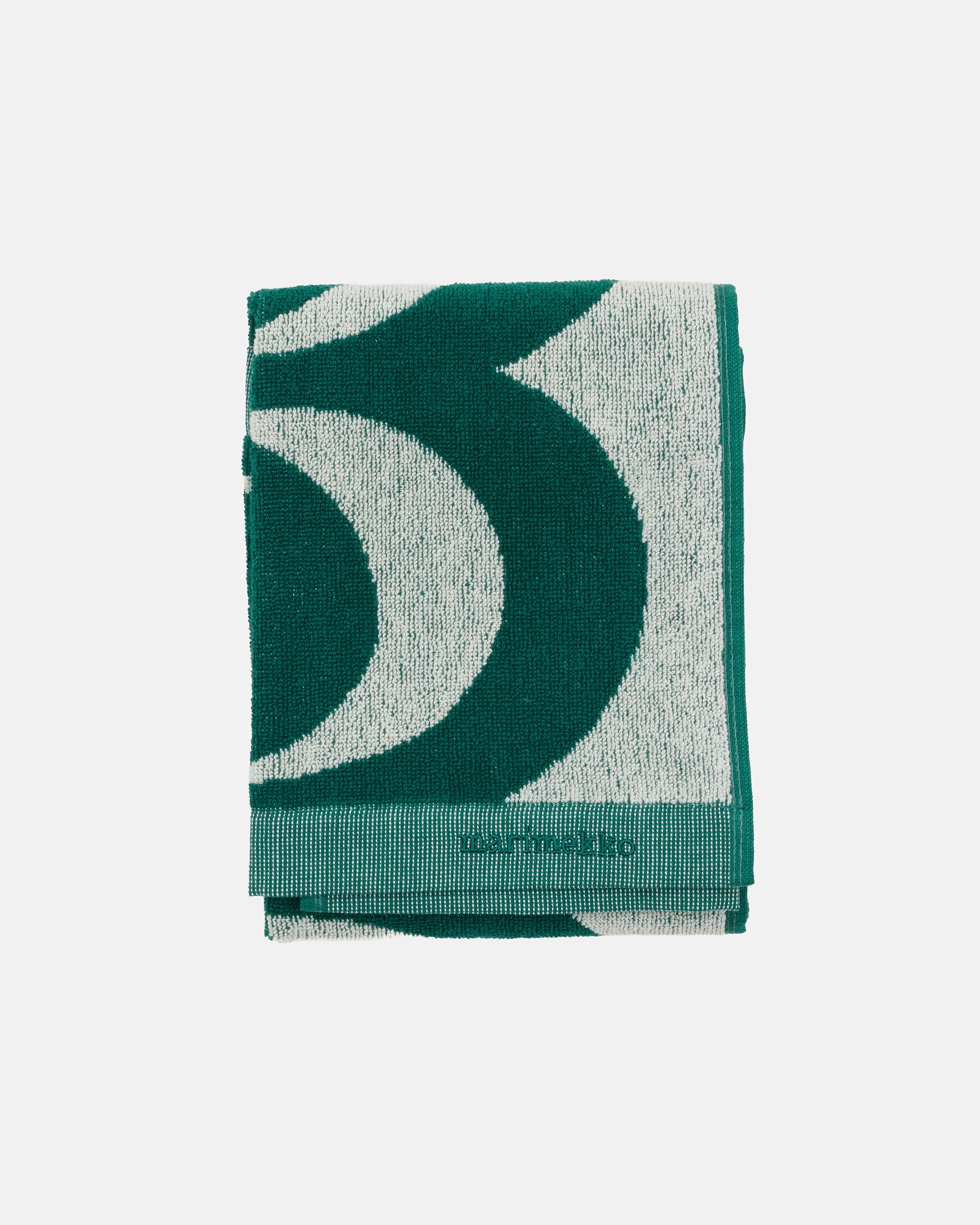 Kaivo Hand towel 50x70 cm off white, emerald | Marimekko