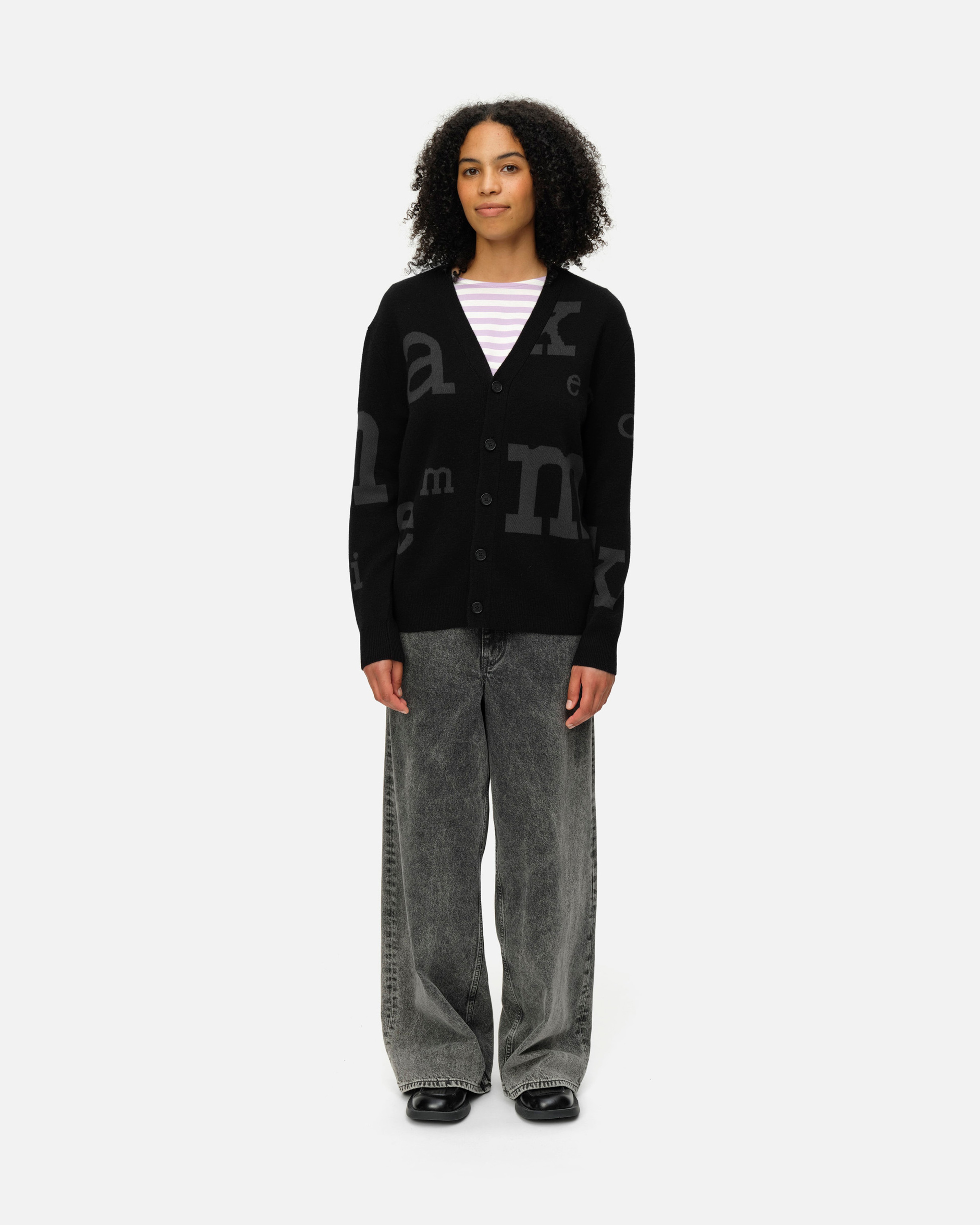 Blanketti Marimerkki, Knitted cardigan, black, dark grey,