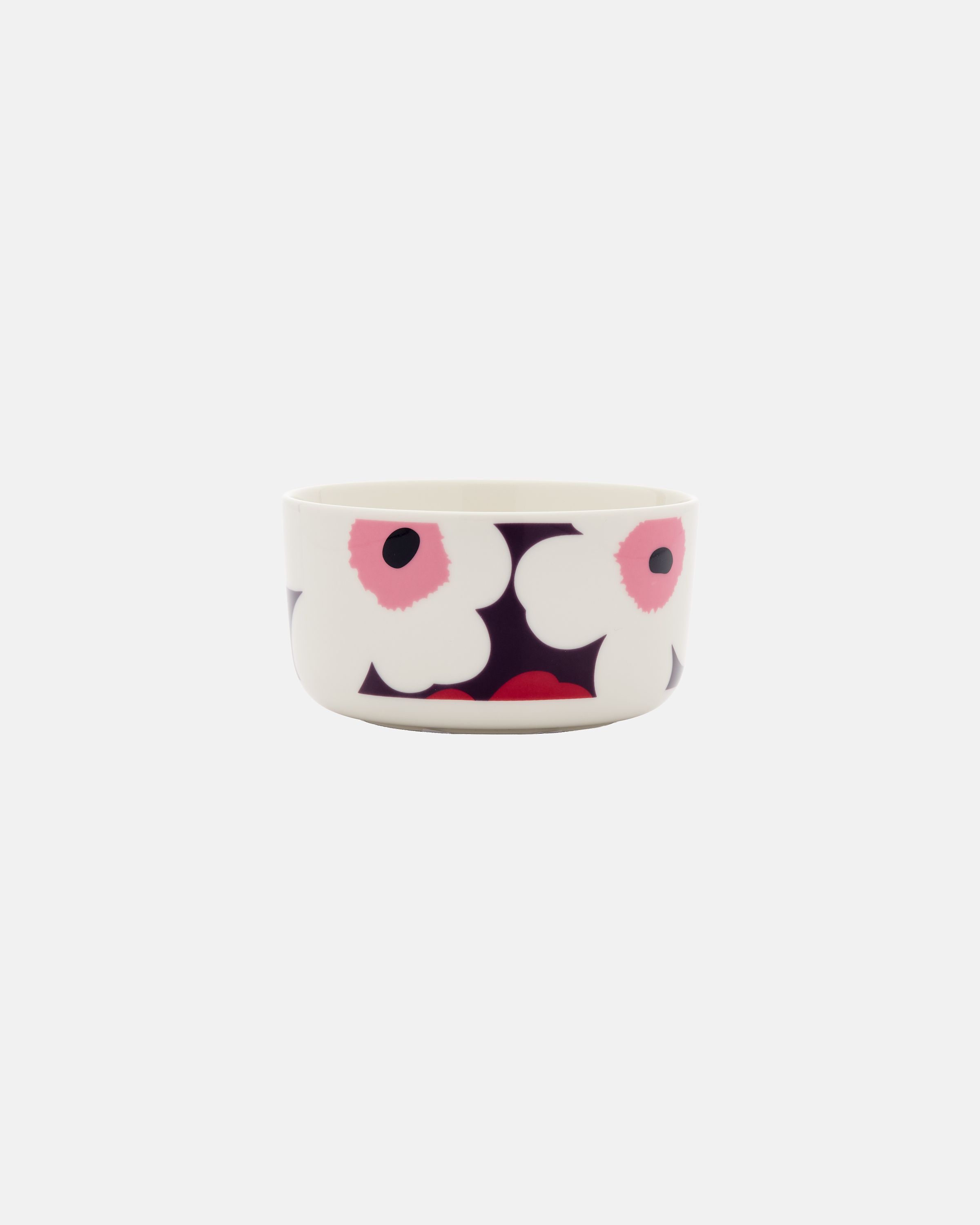 Oiva / Unikko Bowl 5 dl white, plum, cranberry, pink | Marimekko