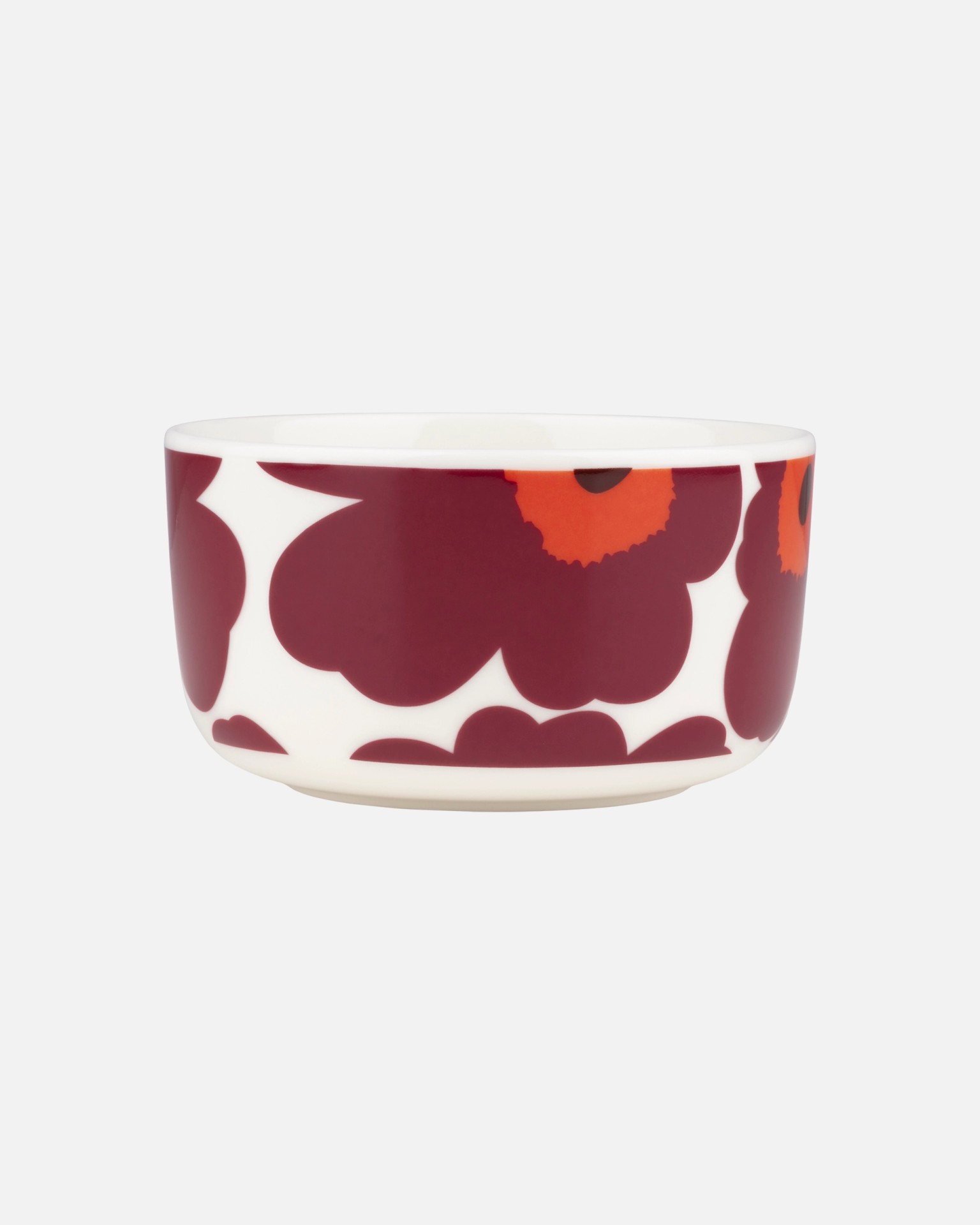 Oiva / Unikko, Bowl, white, burgundy, red,