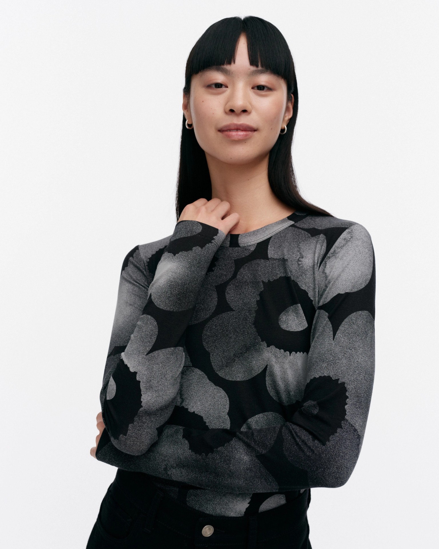 Viedä Akvarelli Unikko, Jersey top, dark grey, black,