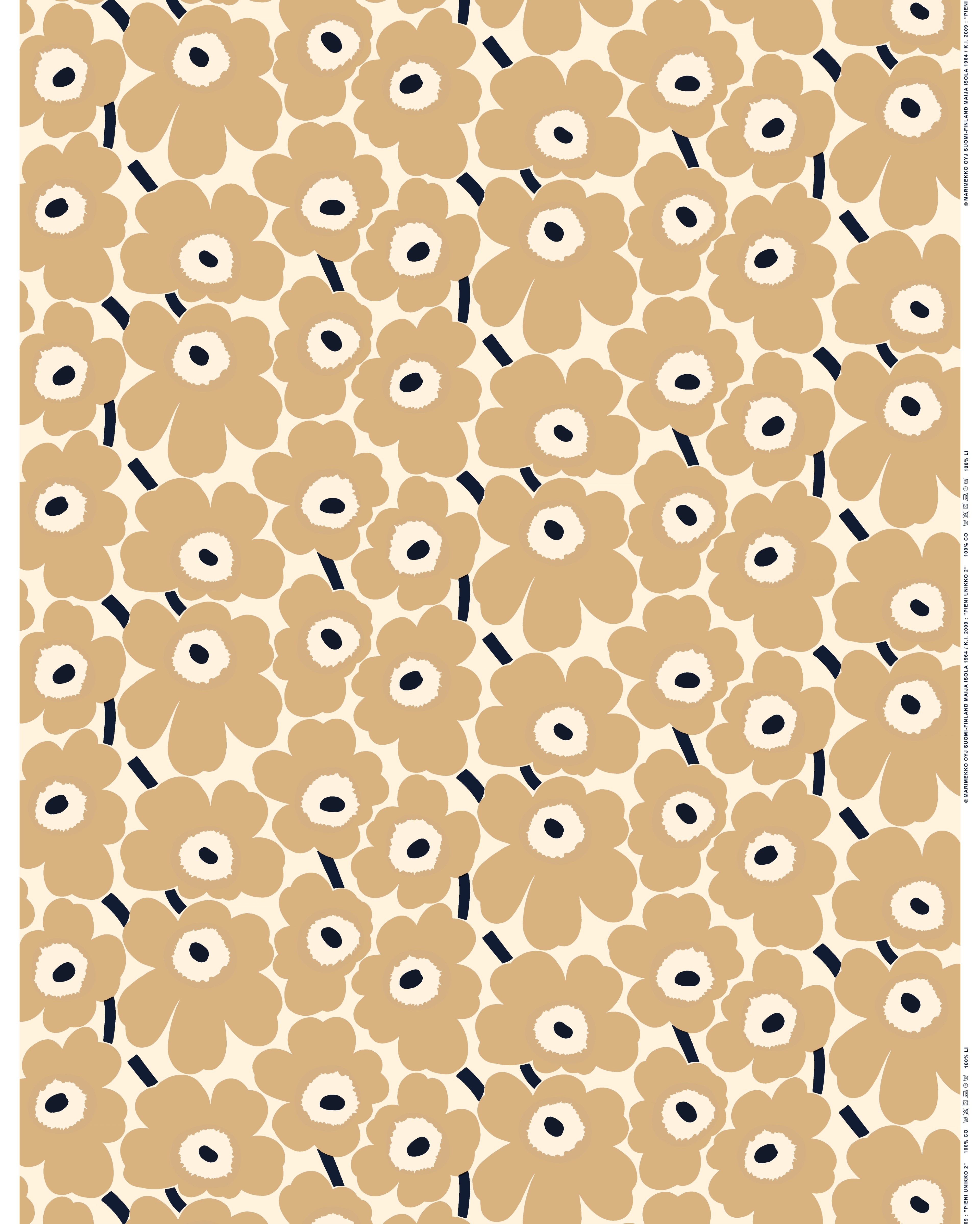 Pieni Unikko, Acrylic-coated cotton fabric, natural white, beige, d.blue,