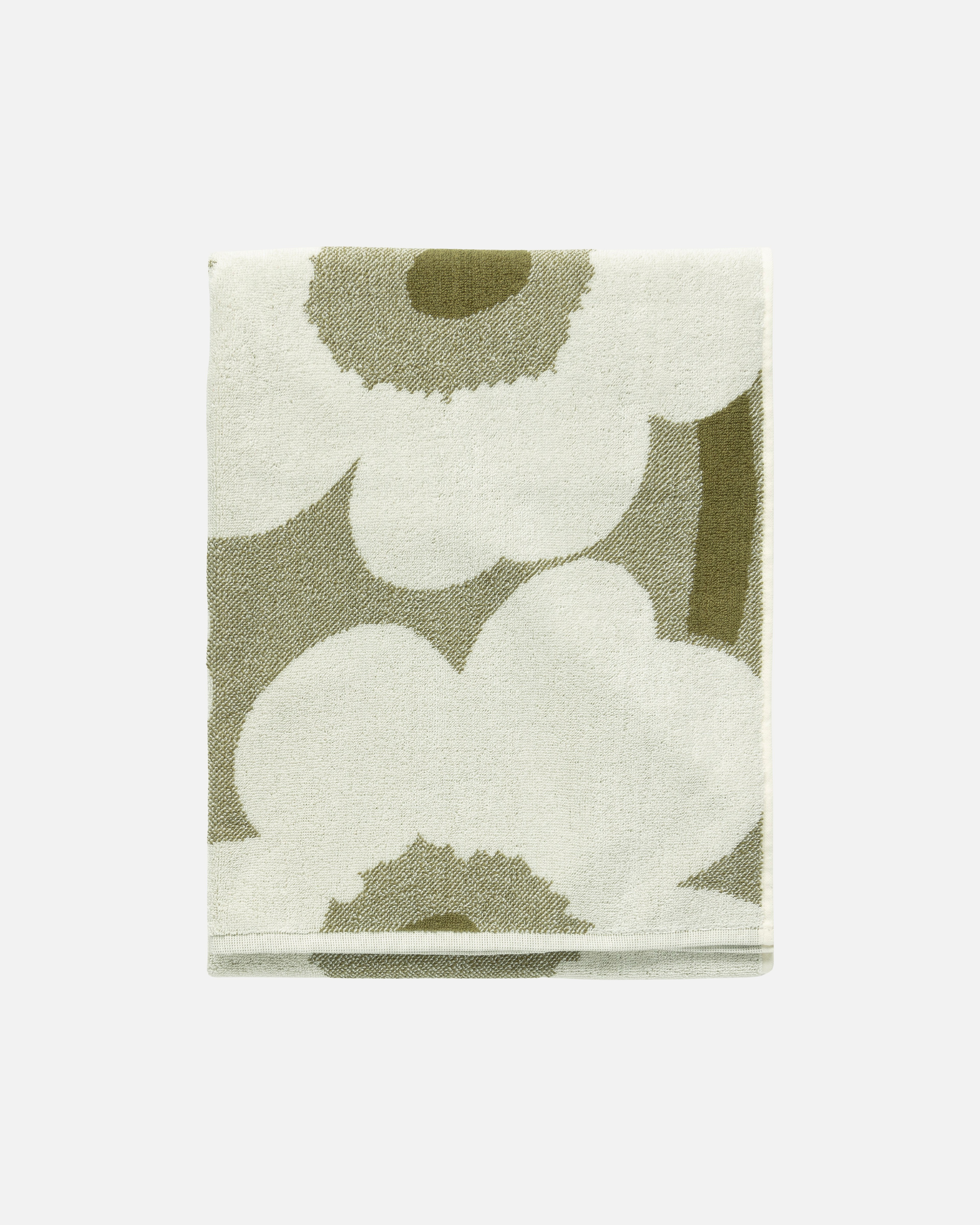 Unikko, Bath towel, green umber, cream,
