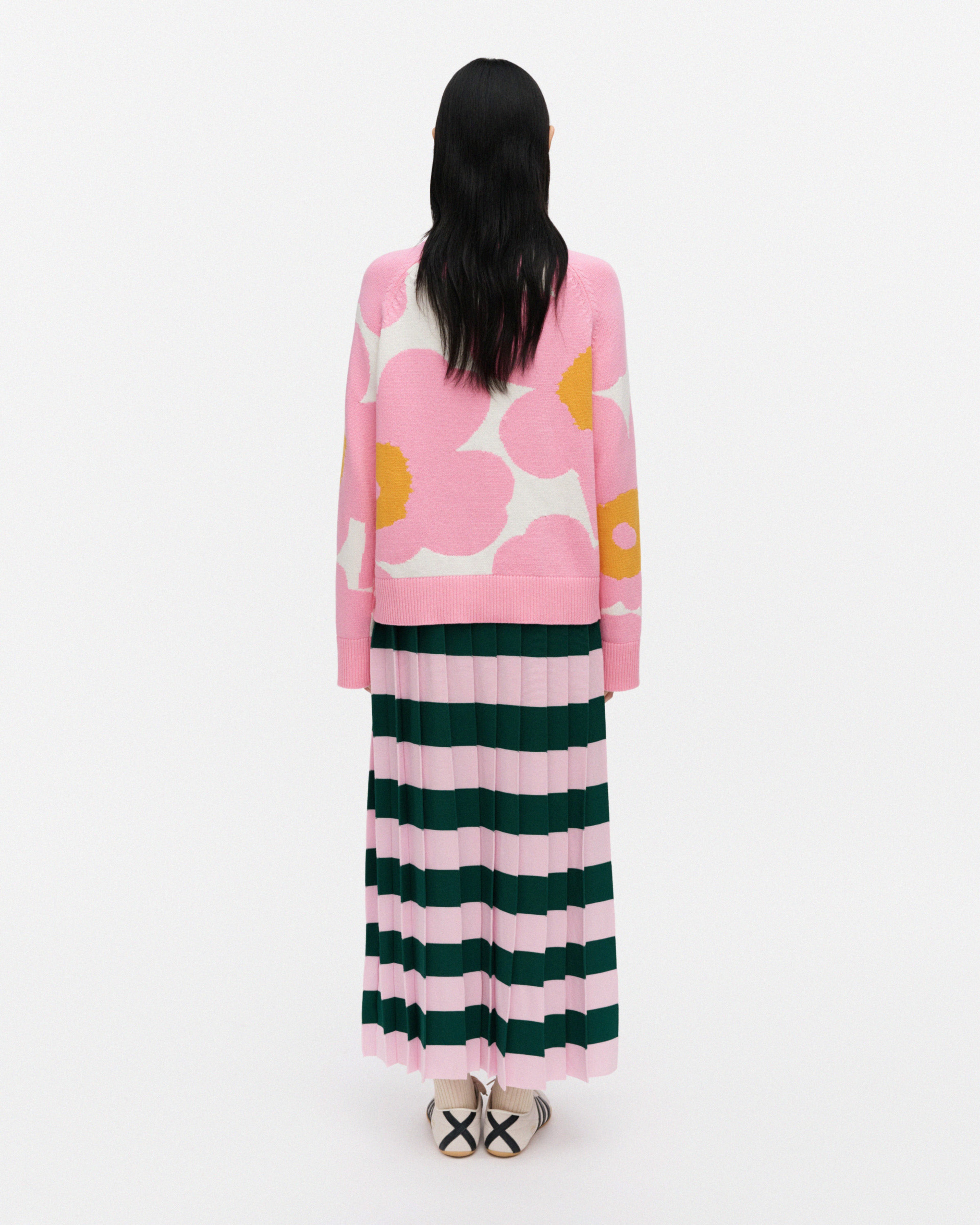 Riemua, Knitted skirt, light pink, dark green,