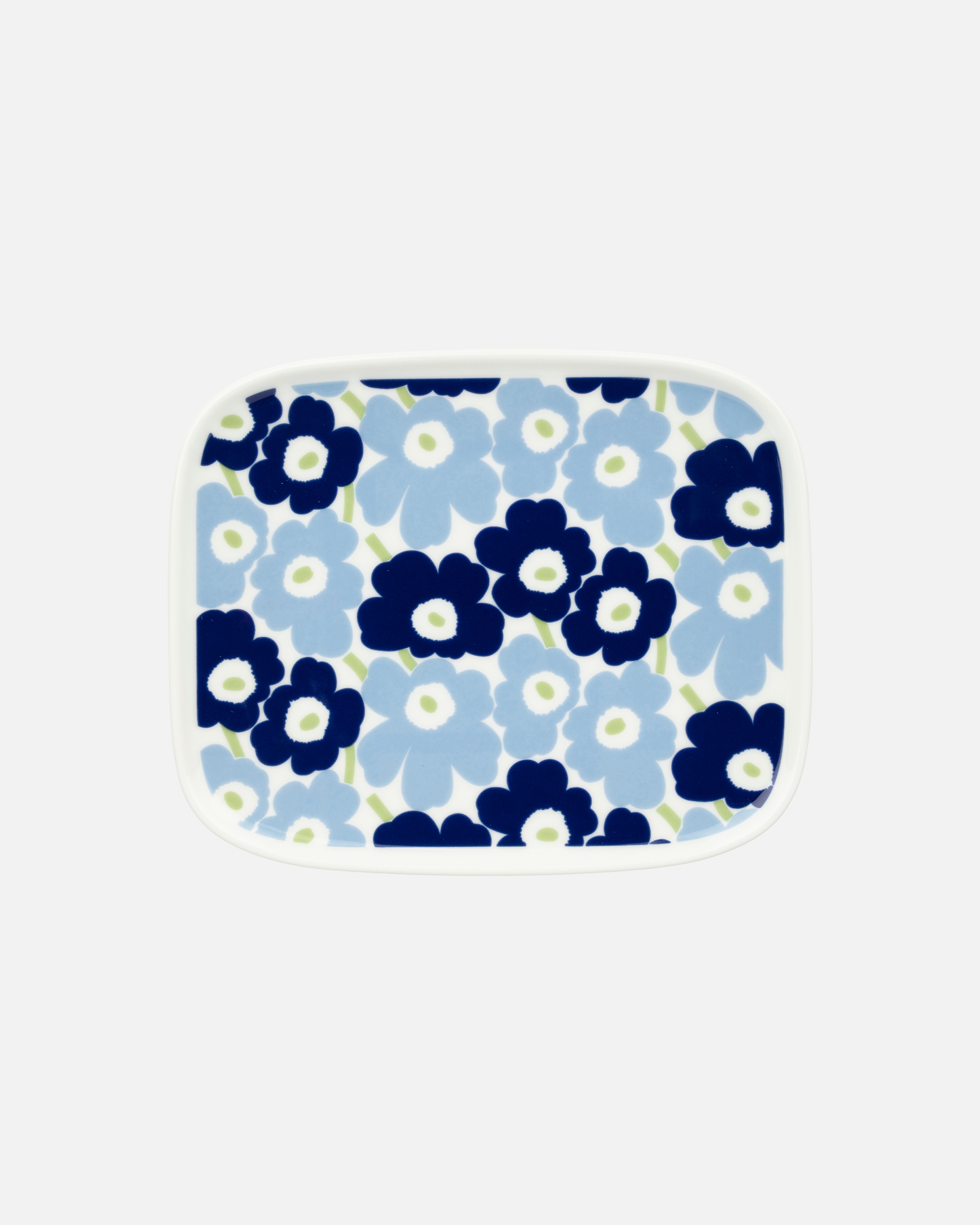 Oiva / Pikkuinen Unikko, Plate 15x12 cm, white, lt.blue, blue,