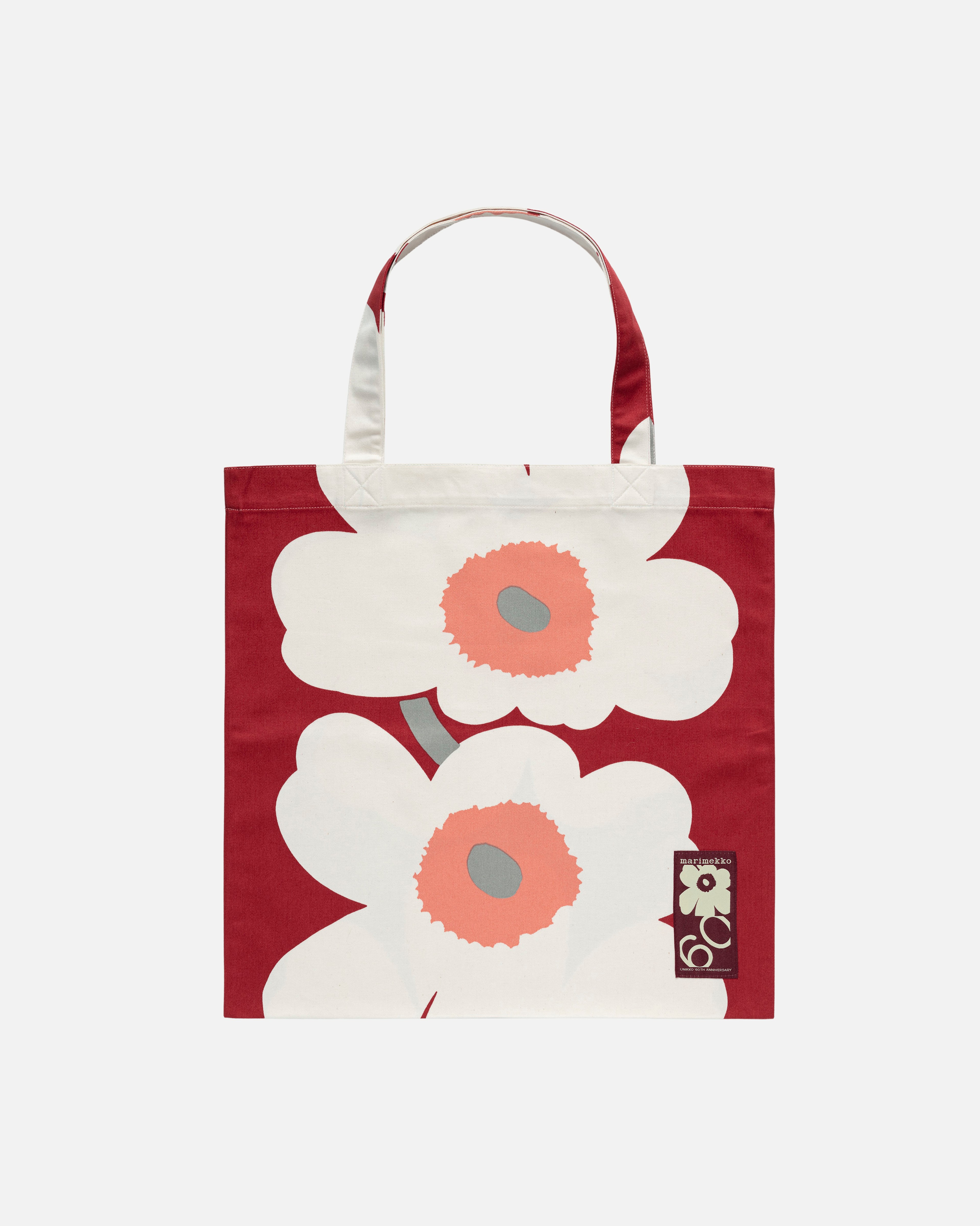 Unikko 60th bag 44x43 cm dk.cherry, cotton, salmon, ash | Marimekko
