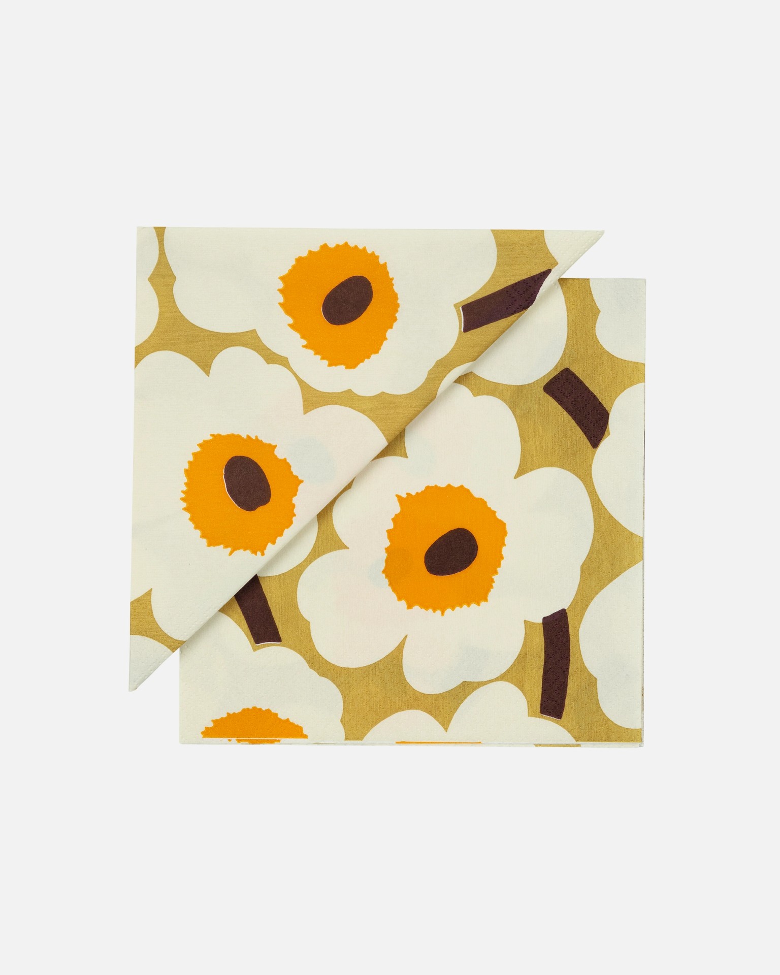 Unikko, Paper lunch napkin, caramel, cream, warm orange,
