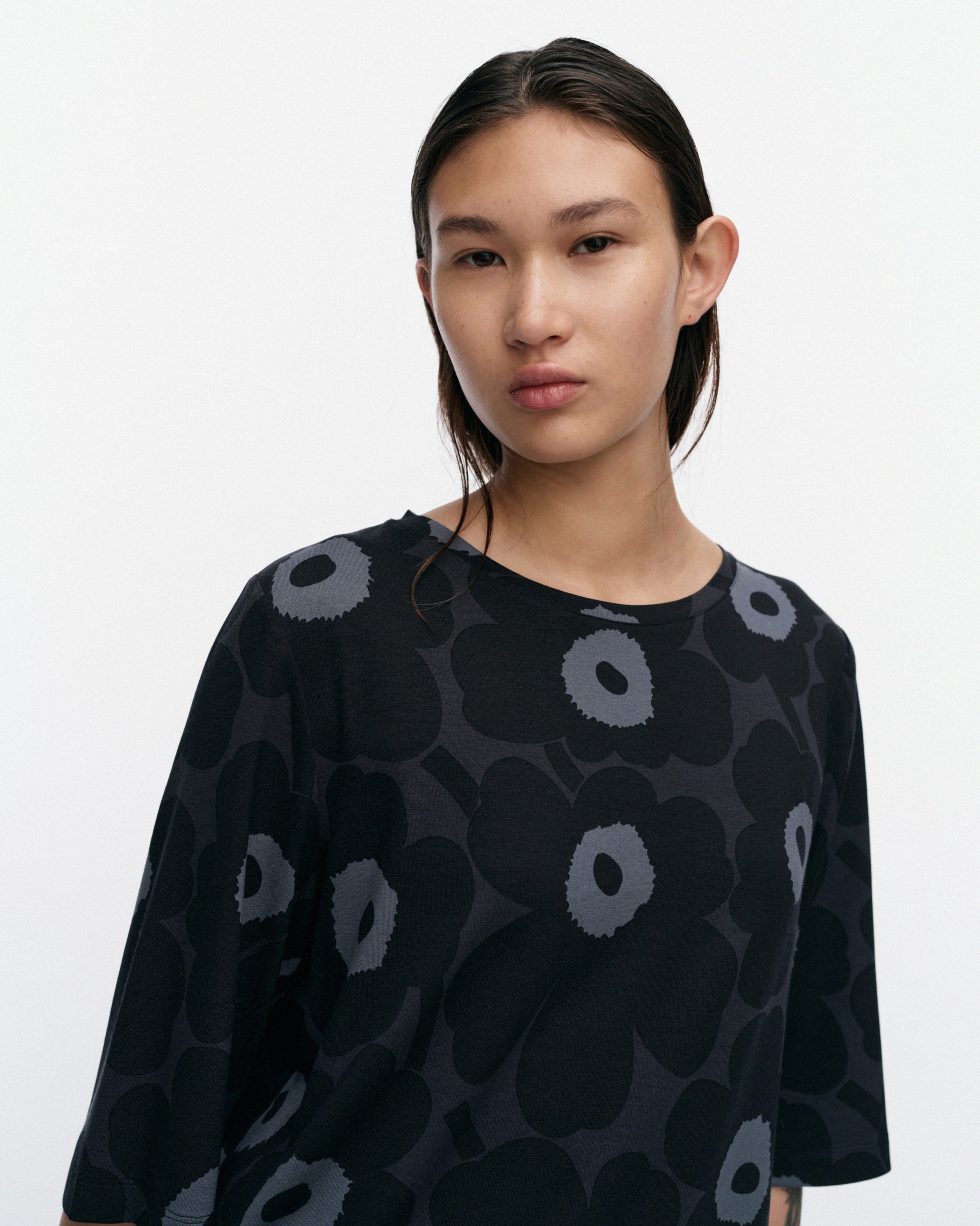 Kollaasi Unikko, T-shirt, black, dark grey, grey,