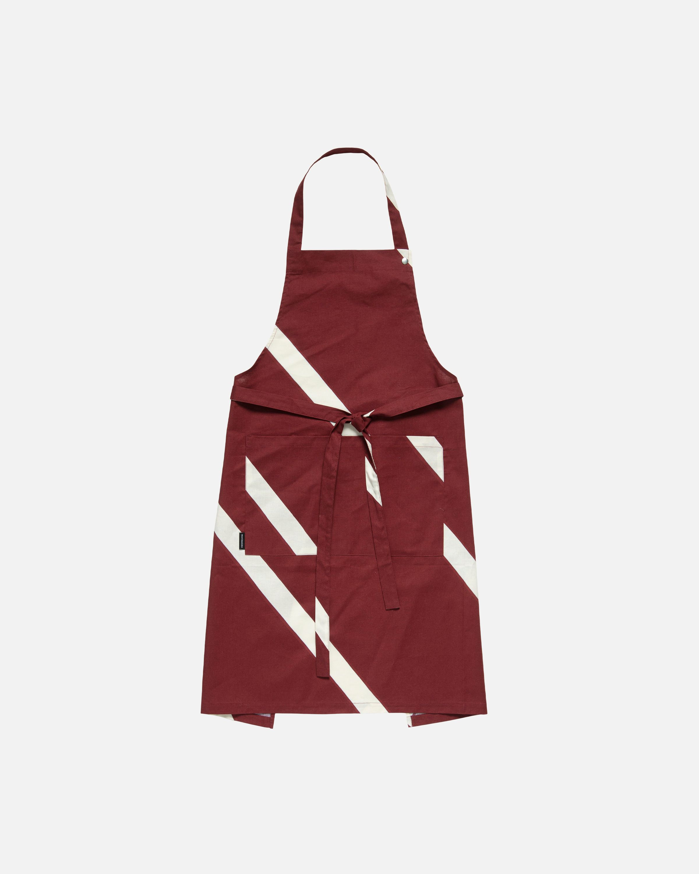 Marimekko BASSO ESILIINA エプロン Basso Apron burgundy, cream | Marimekko