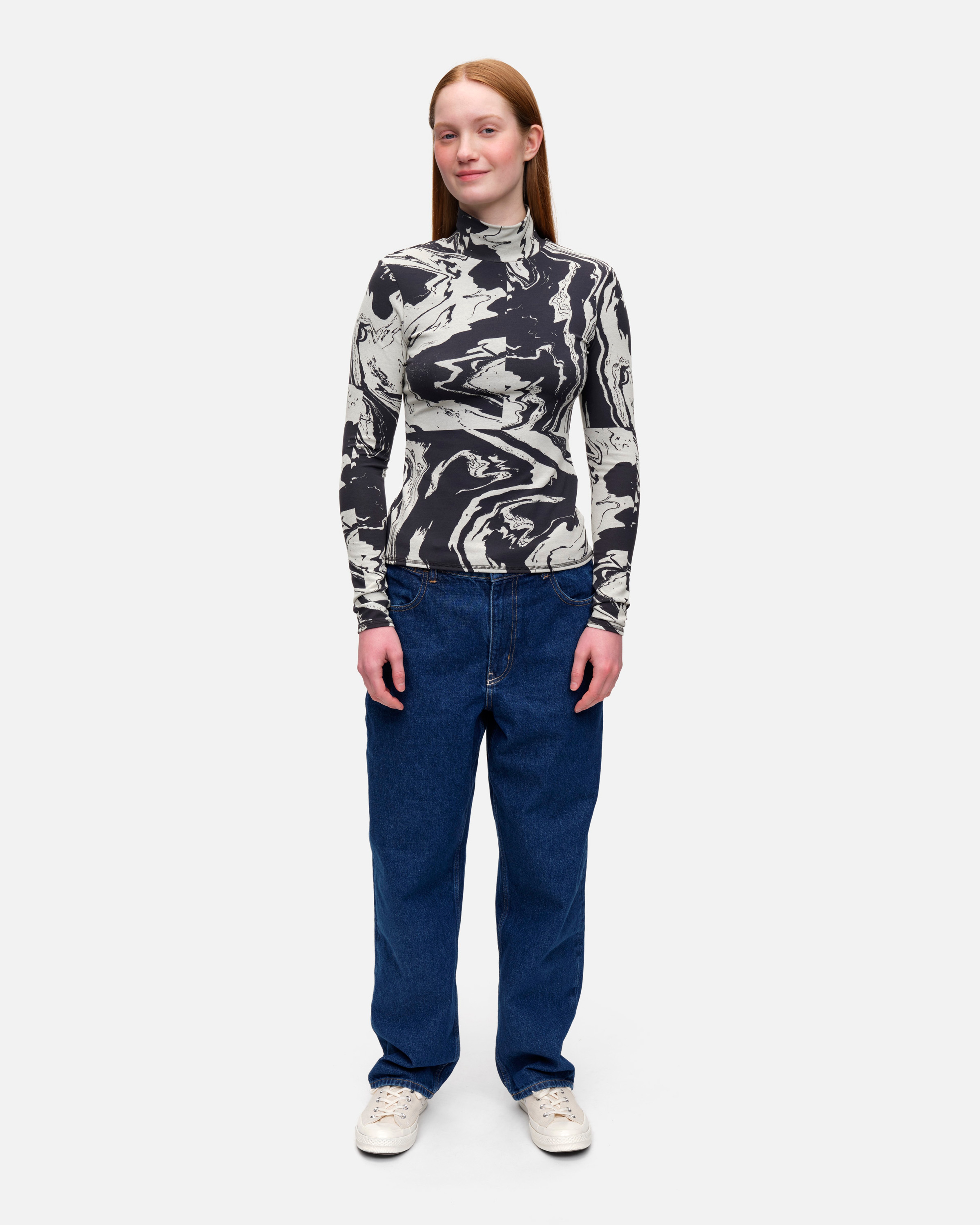 Jäkälä Marras, Turtleneck shirt, off white, black,