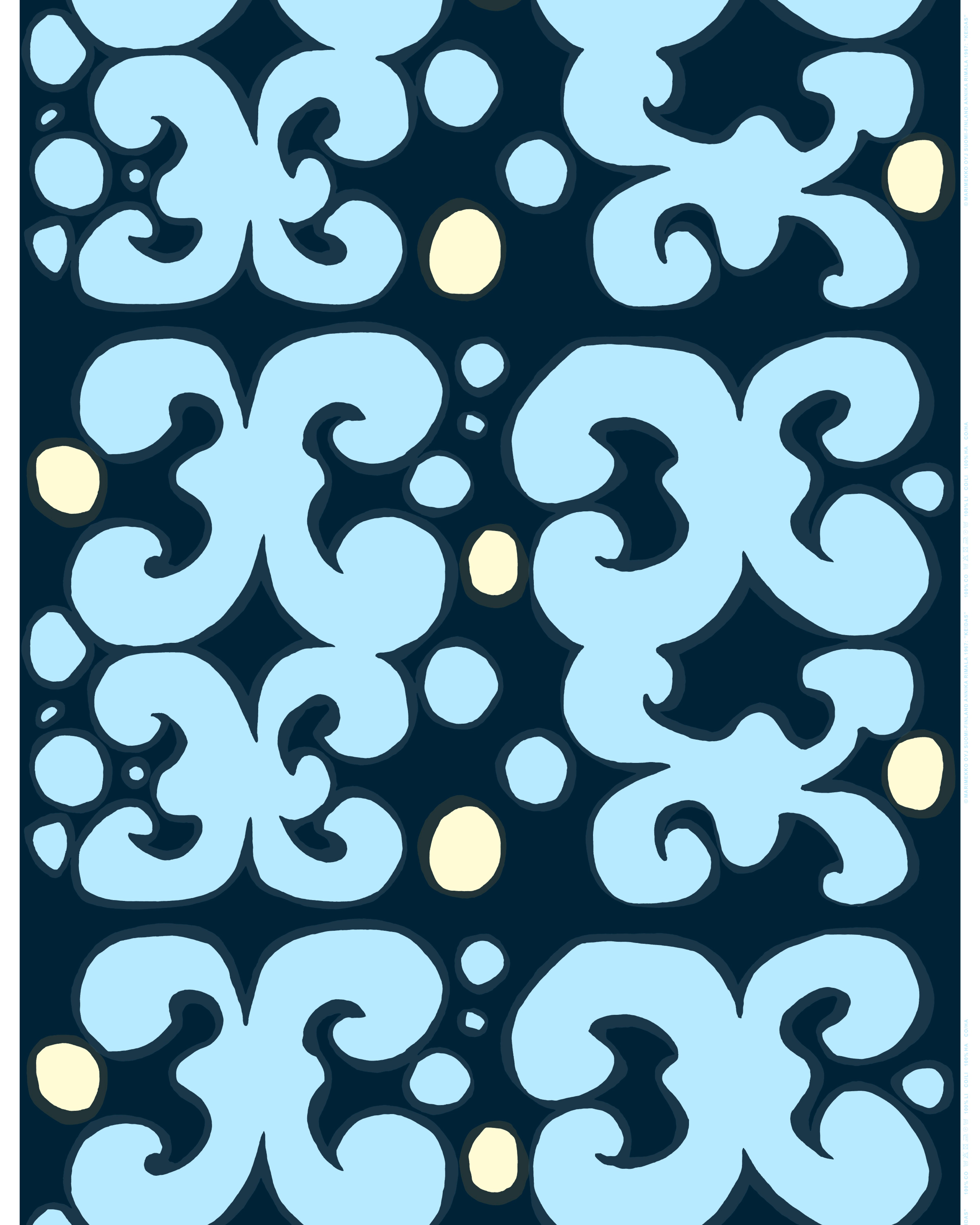 Keidas, Baumwollgewebe, Heidelbeere, Hellgelb, Himmelblau,