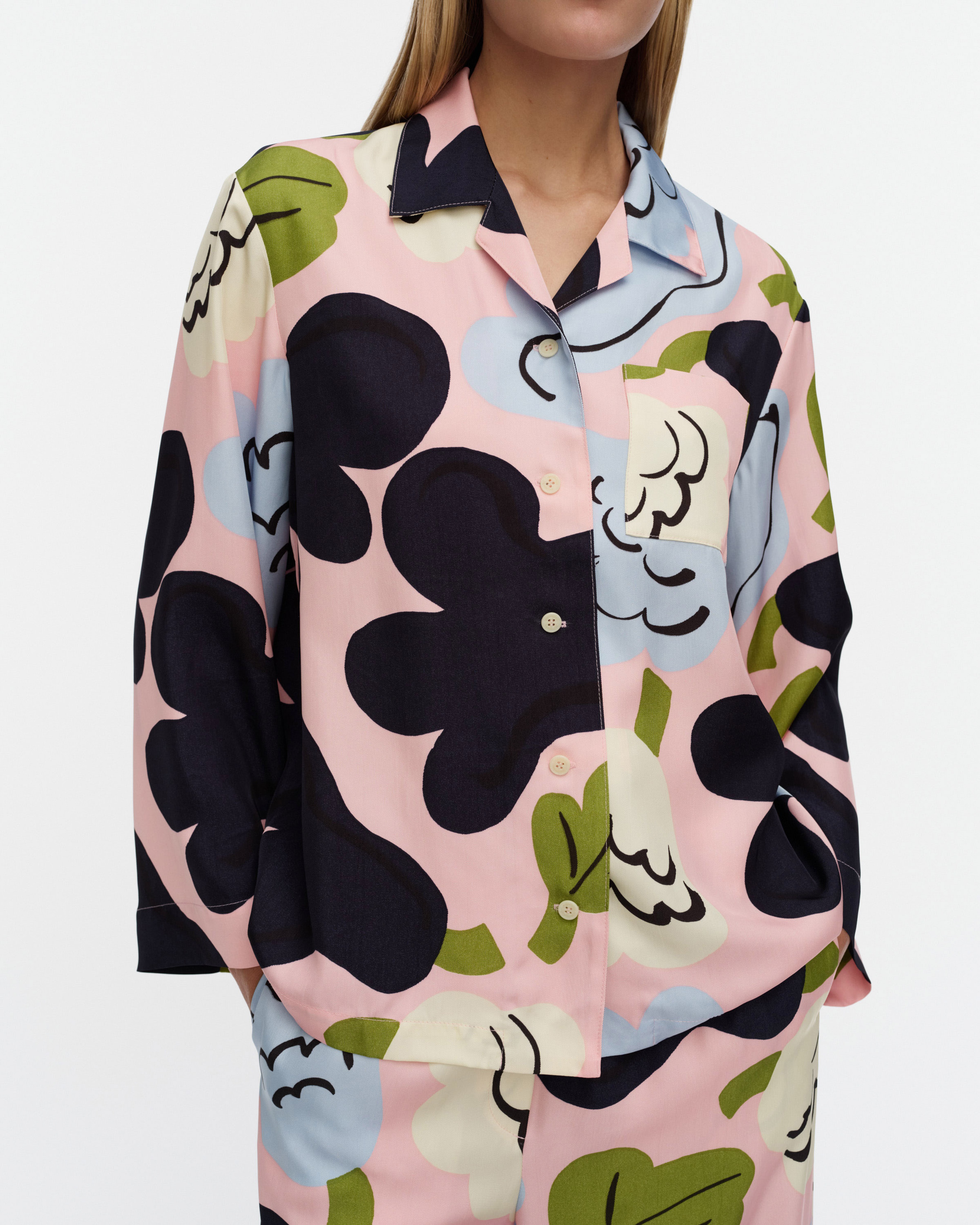 Viivoitus Kukasta Kukkaan, Shirt, lt. pink, dk. blue, lt. blue,