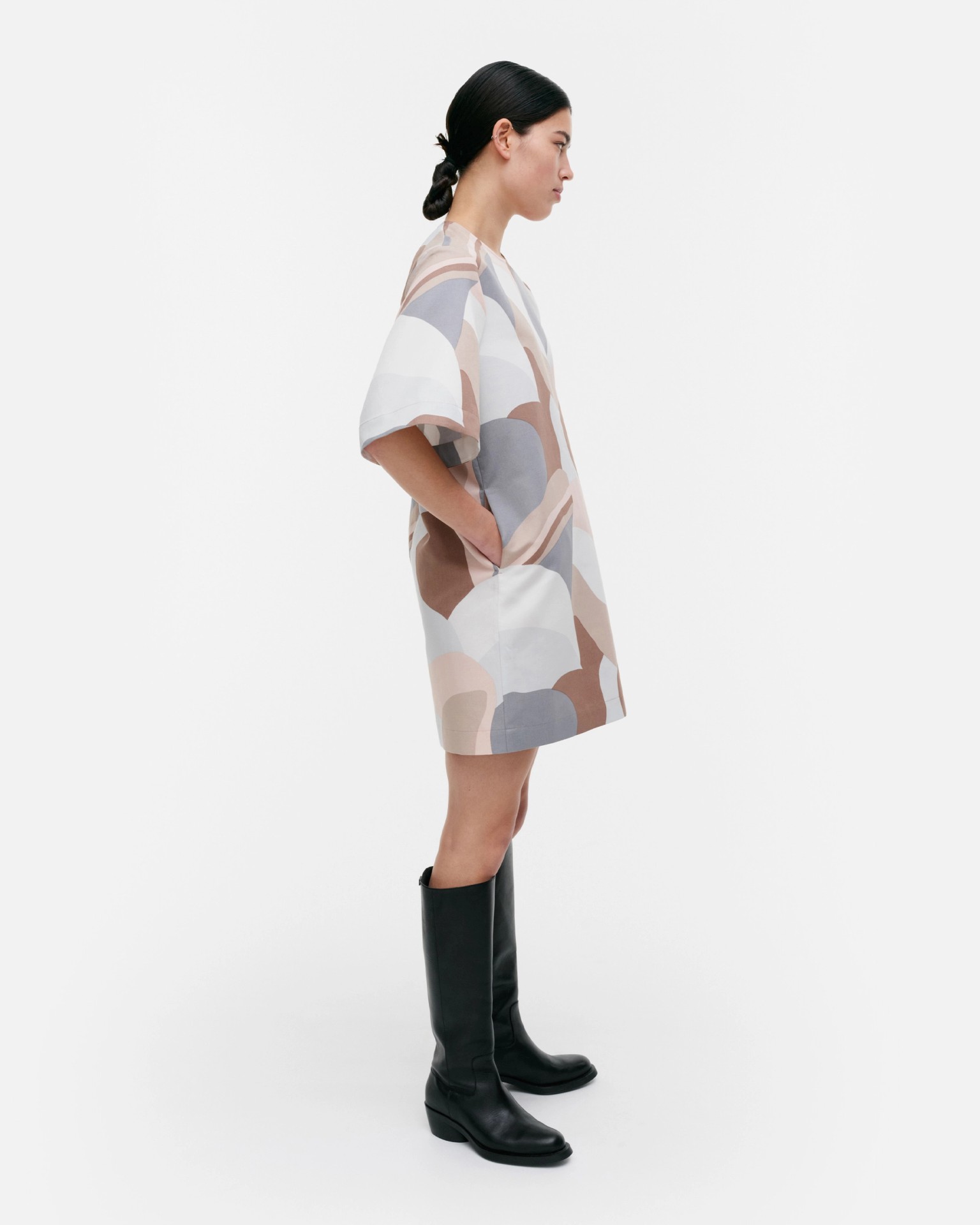 Liki Kamelia, Cotton linen dress, light rose, brown, grey,