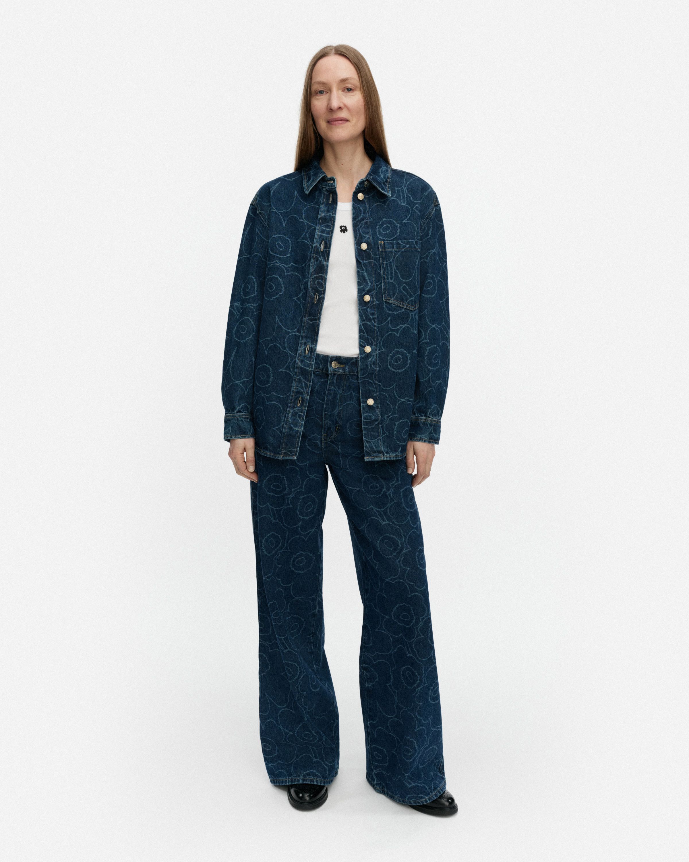 marimekko Maridenim Vaihe Unikkoデニムシャツ marimekko】Maridenim Vaihe Unikko デニムシャツ (marimekko