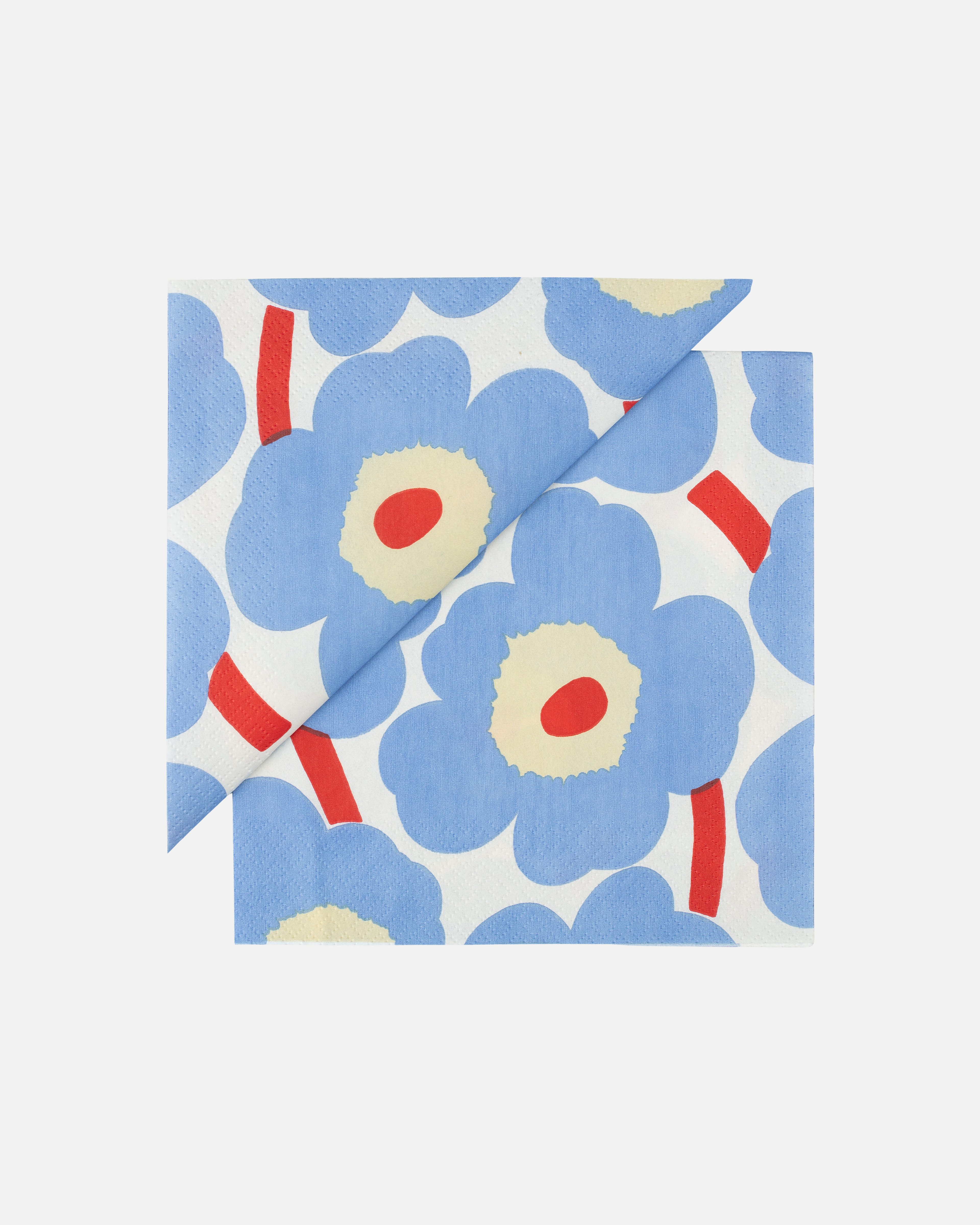 Unikko, Paper napkin 33x33 cm, off white,lt.blue,or.red,melon,