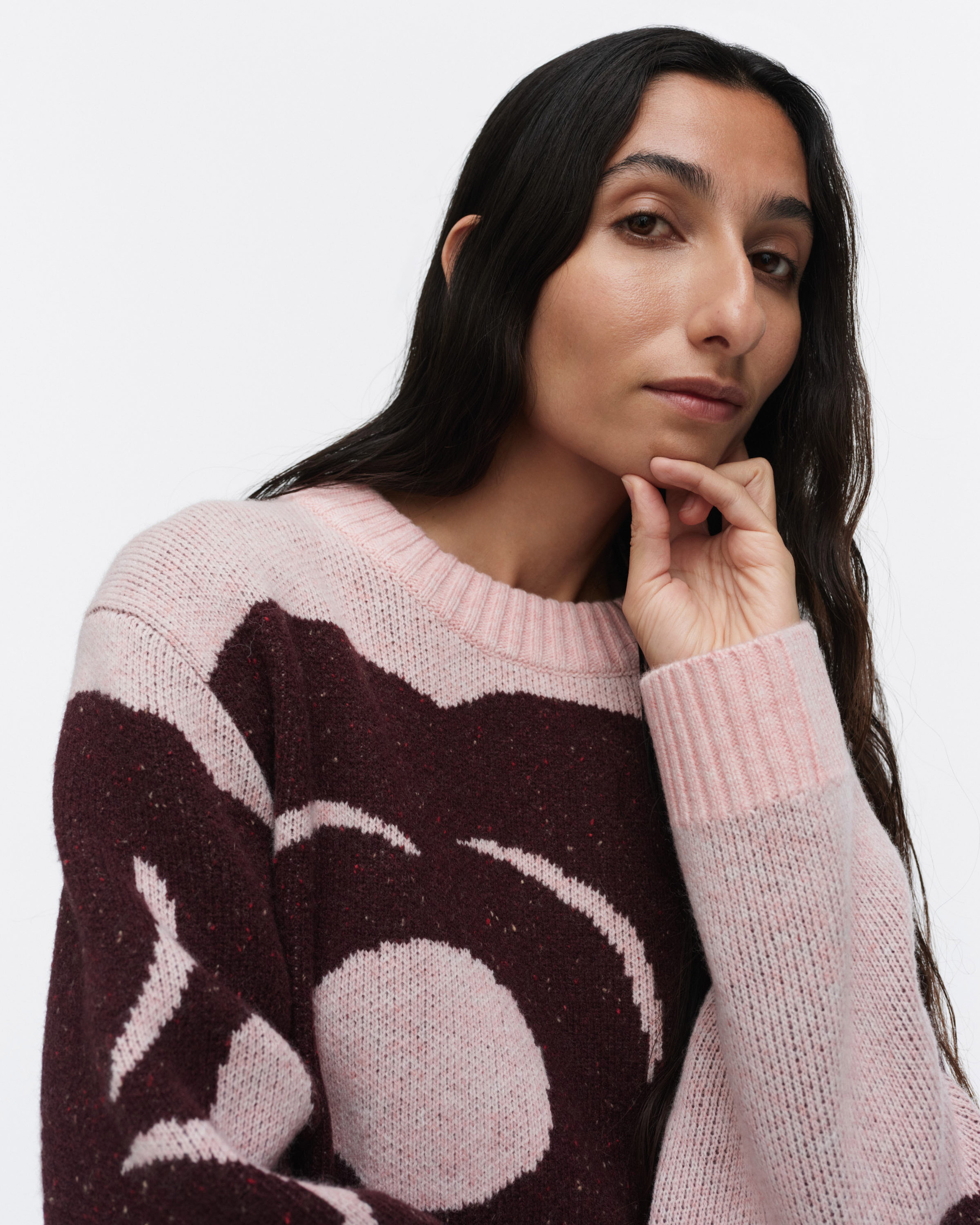 RWS Virtaus Tumma, Knitted wool pullover, light pink, wine red,