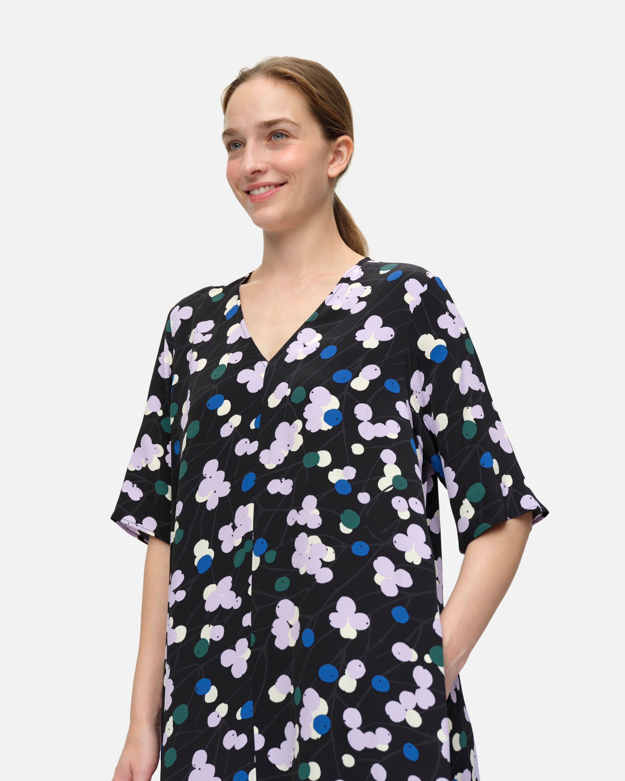 Minori Lumimarja Dress black, lilac, blue, green | Marimekko