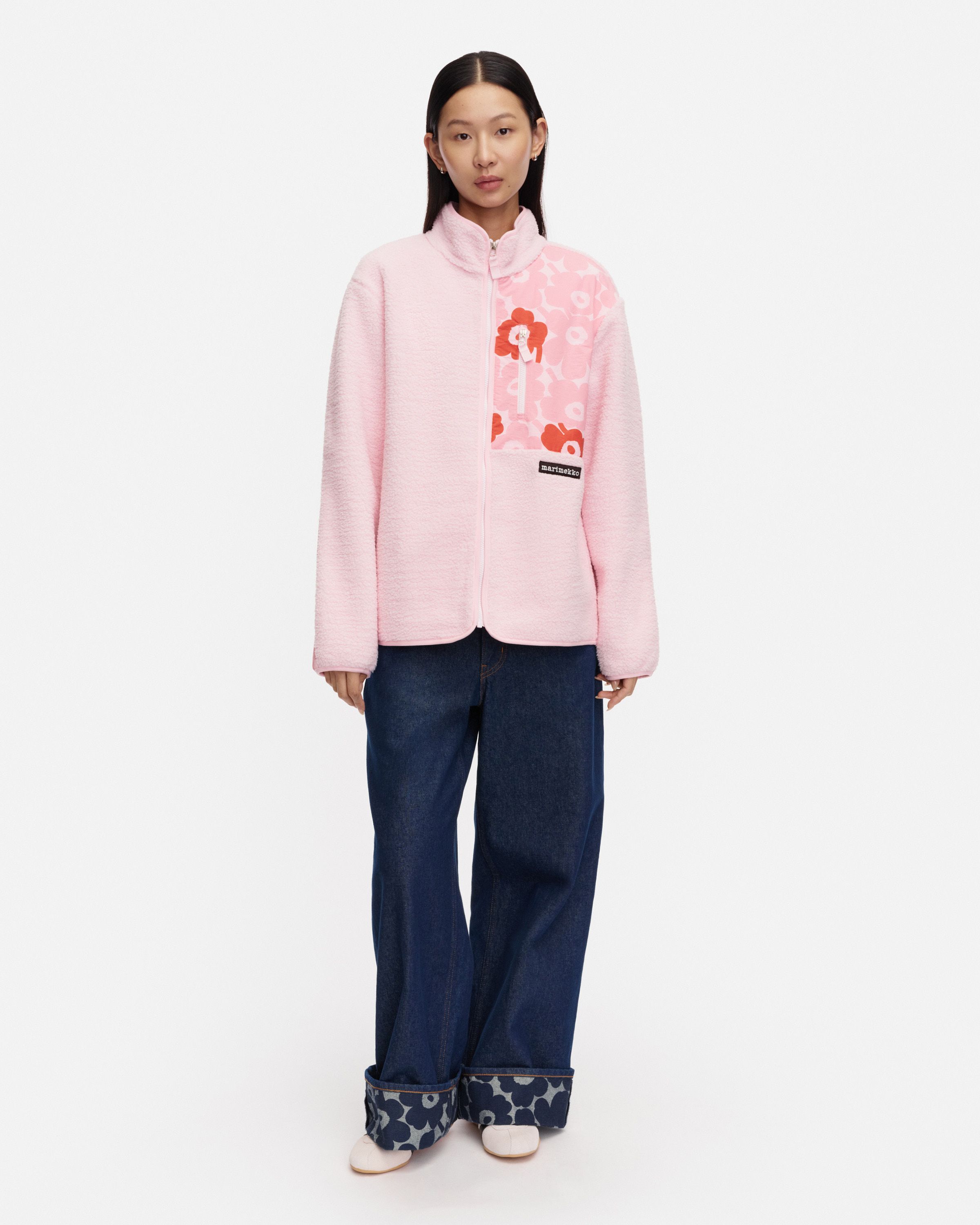 Vaellus Mini Unikko Kioski coat light pink, red | Marimekko