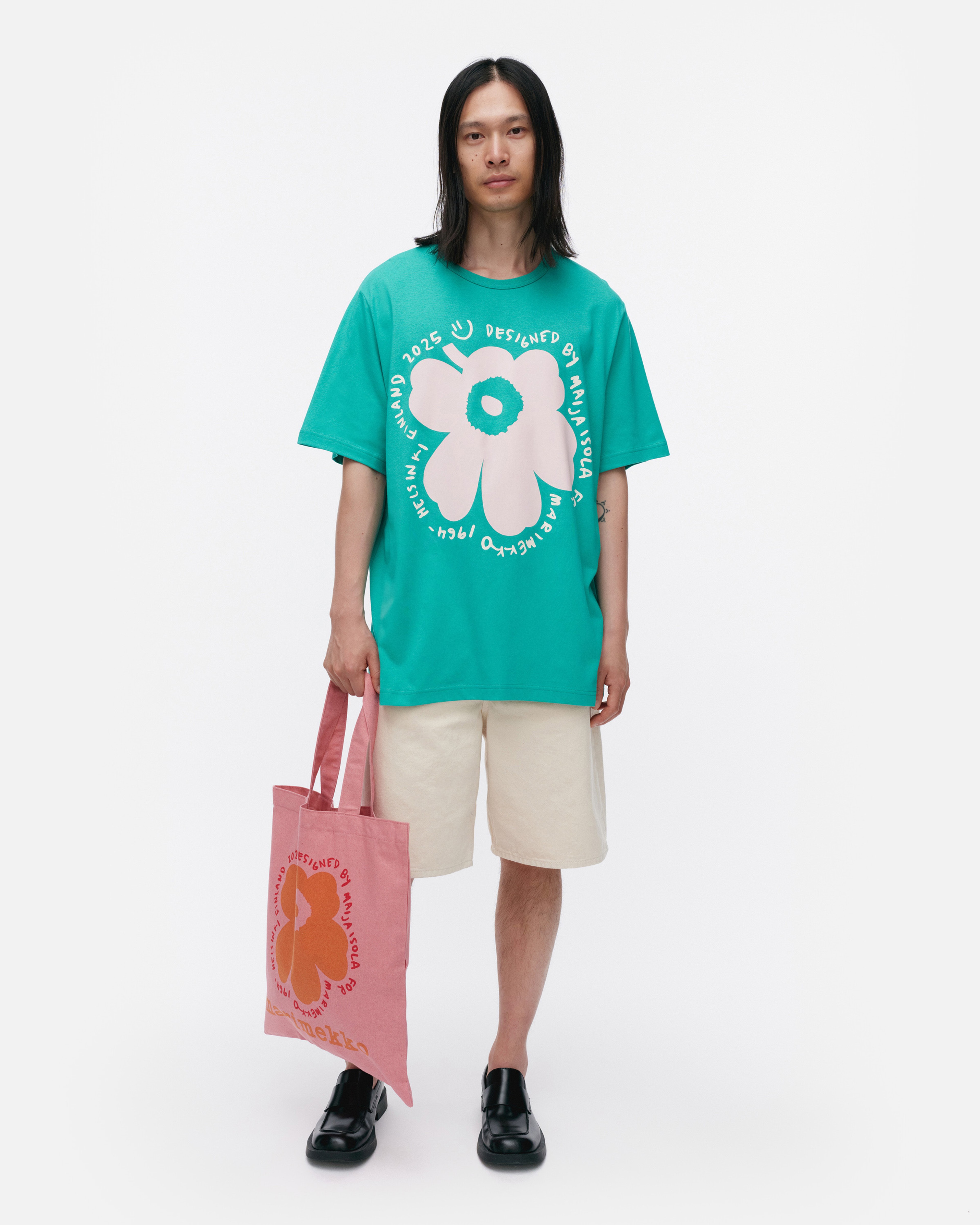 Vihne Unikko Placement, Kioski t-shirt, turquoise, l. pink, off white,