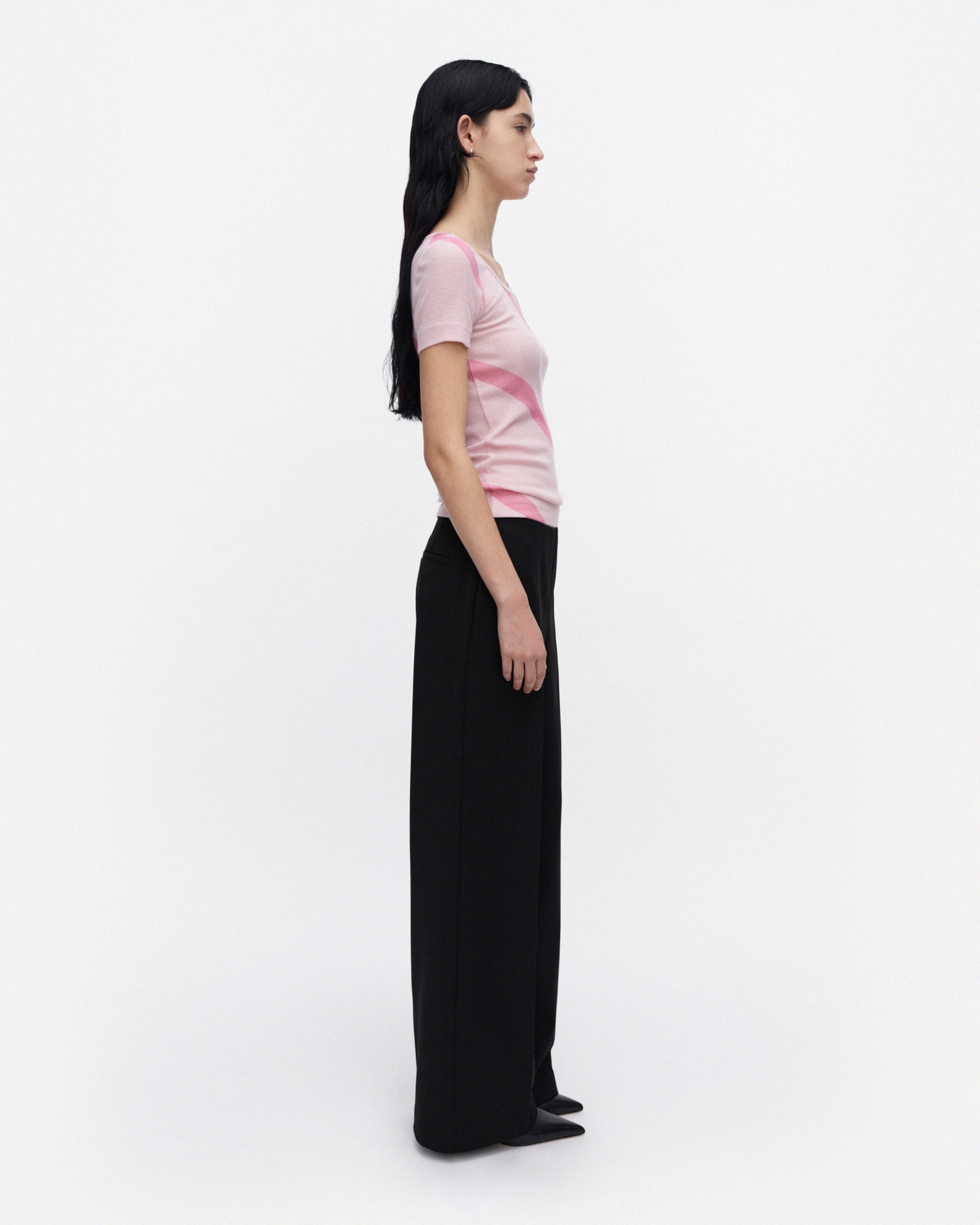 Liituma Basso, Wool rib t-shirt, light pink, rose,