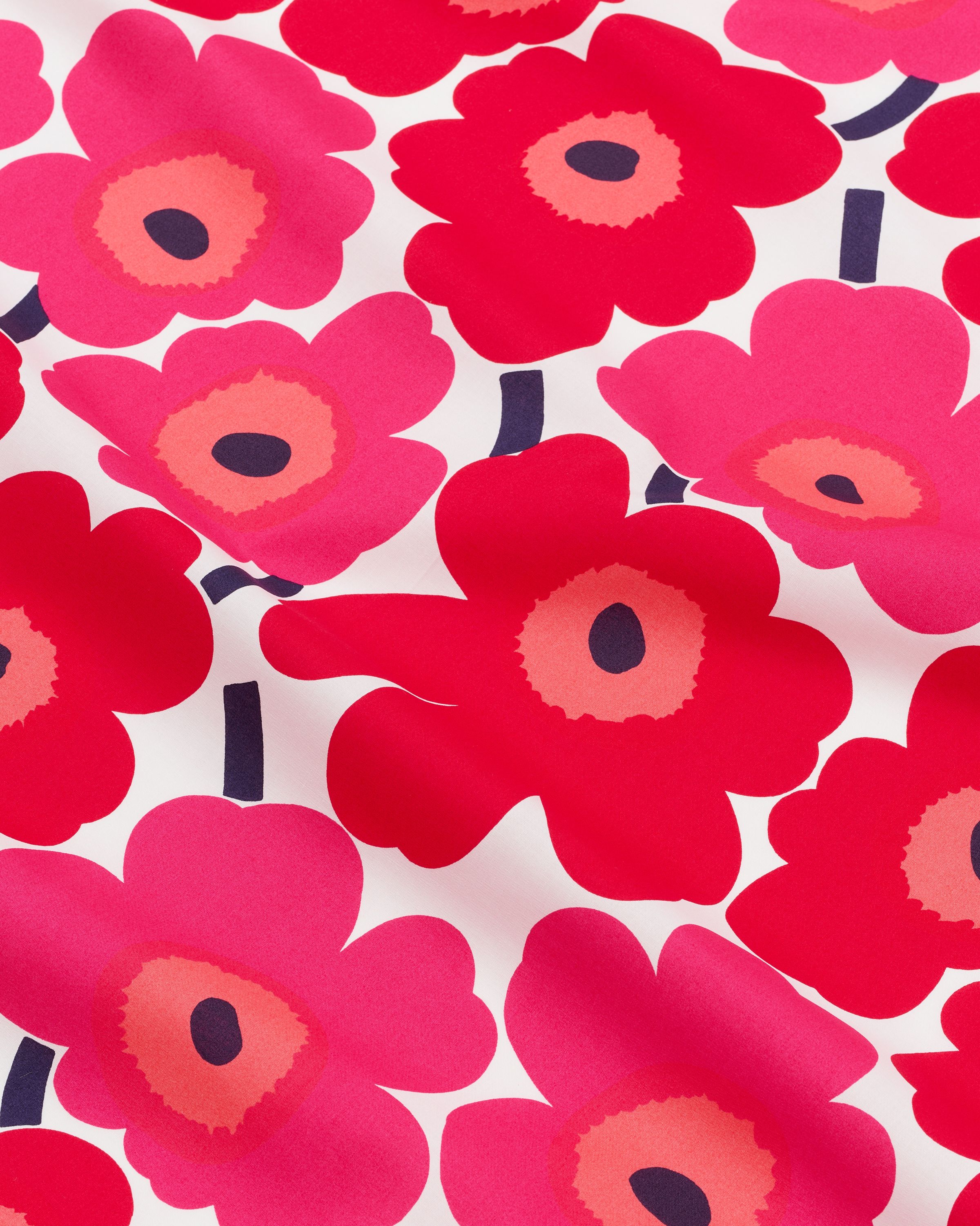 Pieni Unikko Cotton fabric white,red | Marimekko