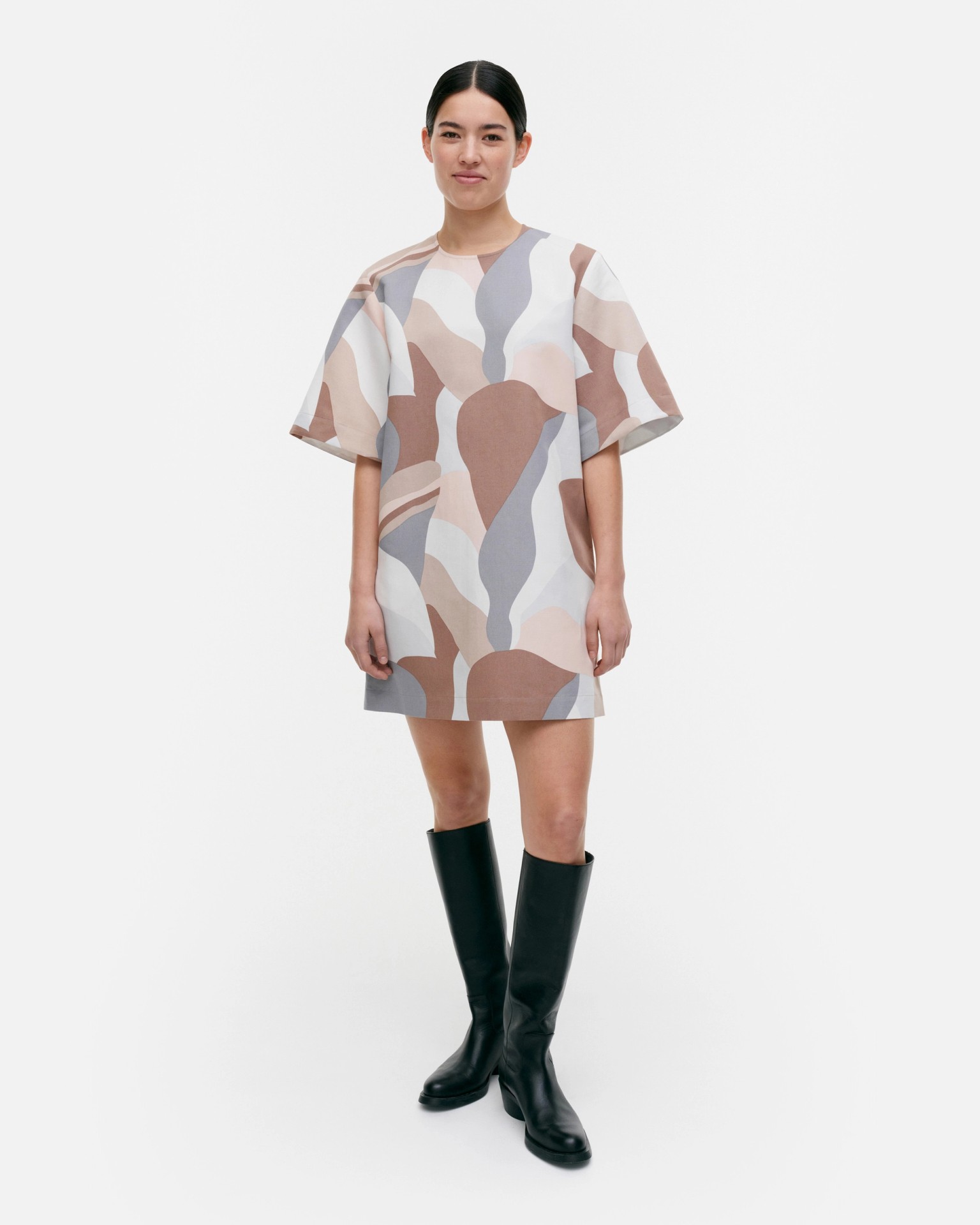 Liki Kamelia, Cotton linen dress, light rose, brown, grey,