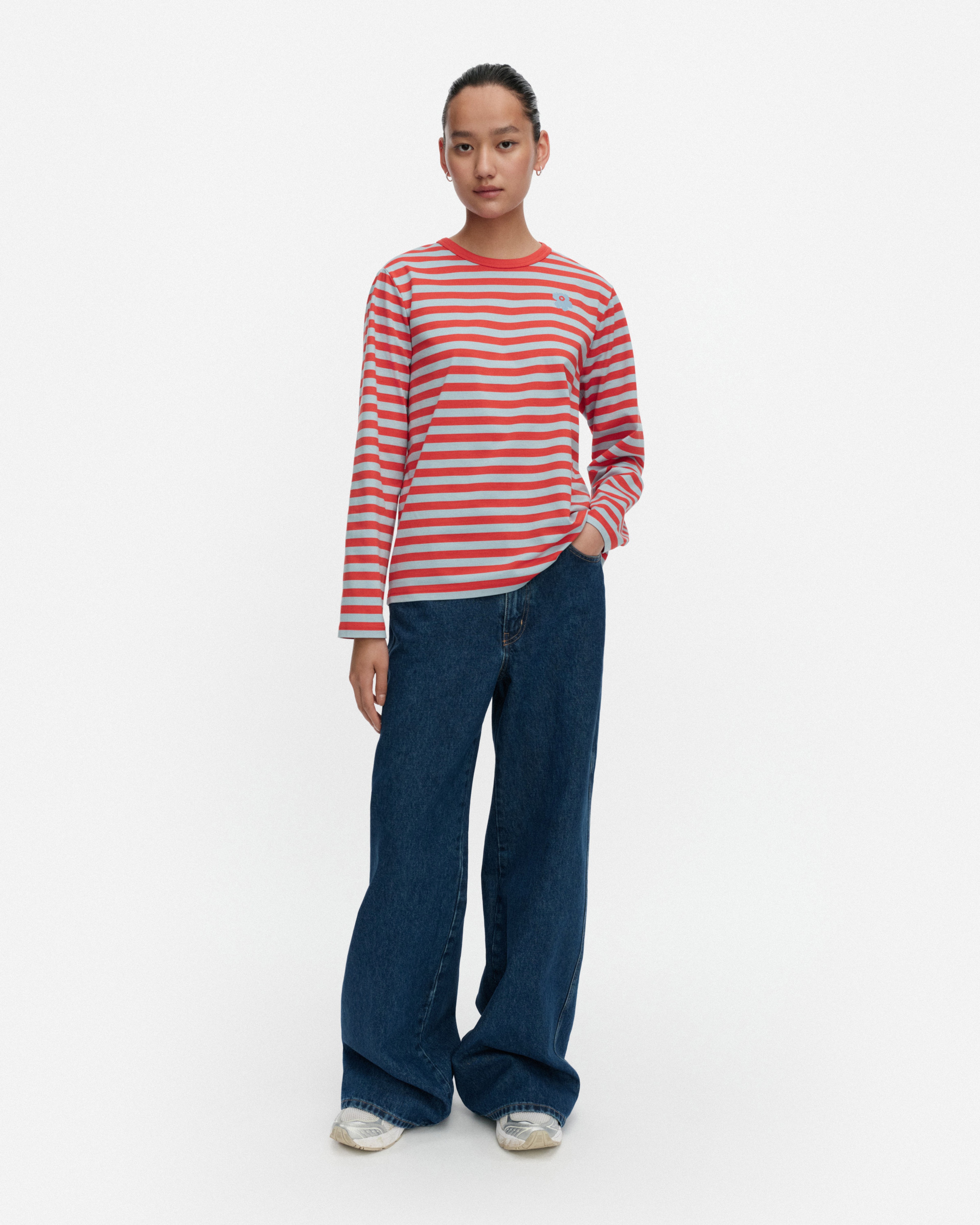 Tasaraita Unikko, Kioski jersey shirt, red, light blue,
