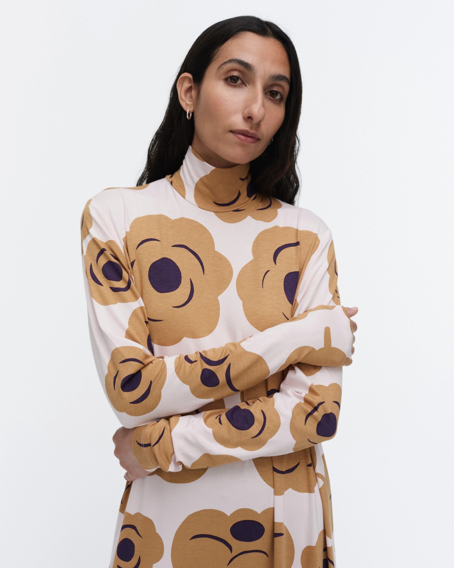 Cavea Tumma, Jersey dress, light pink, brown, dark purple,
